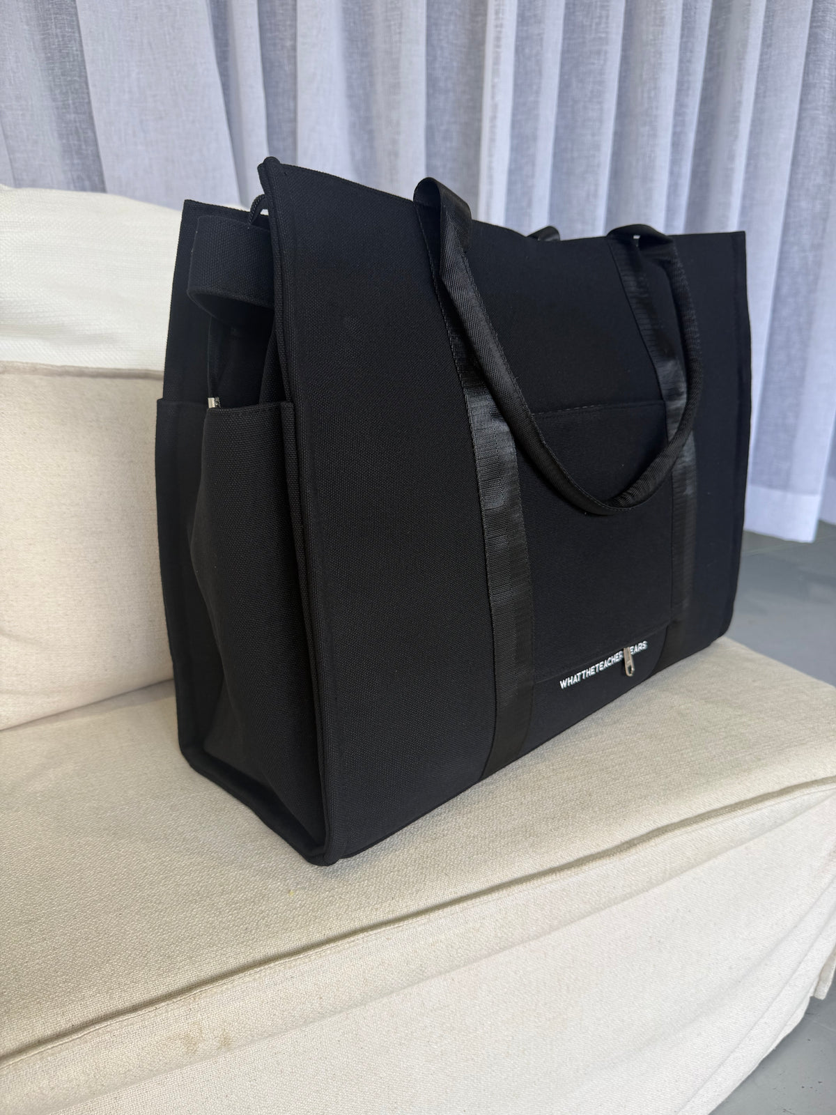 Plain Tote black, durable canvas bag for carrying work essentials
