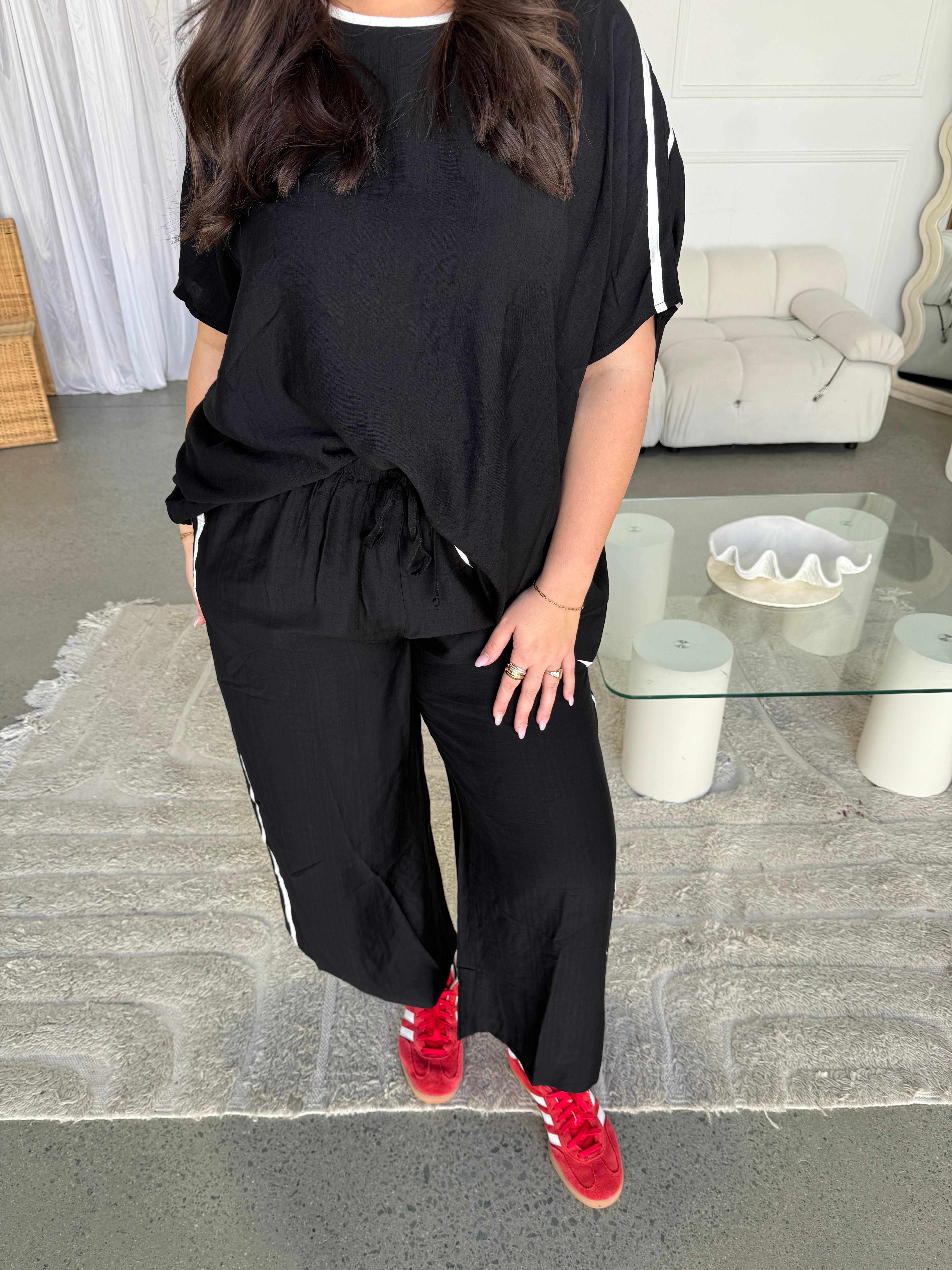 Bowie Lounge Pant Black/White Stripe