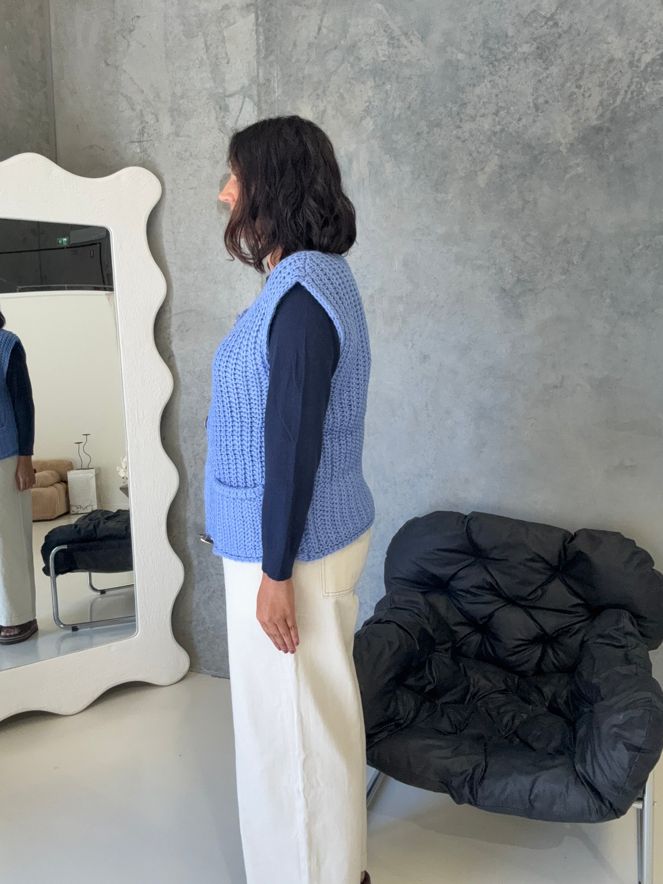 Zali Knit Vest Cornflower Blue