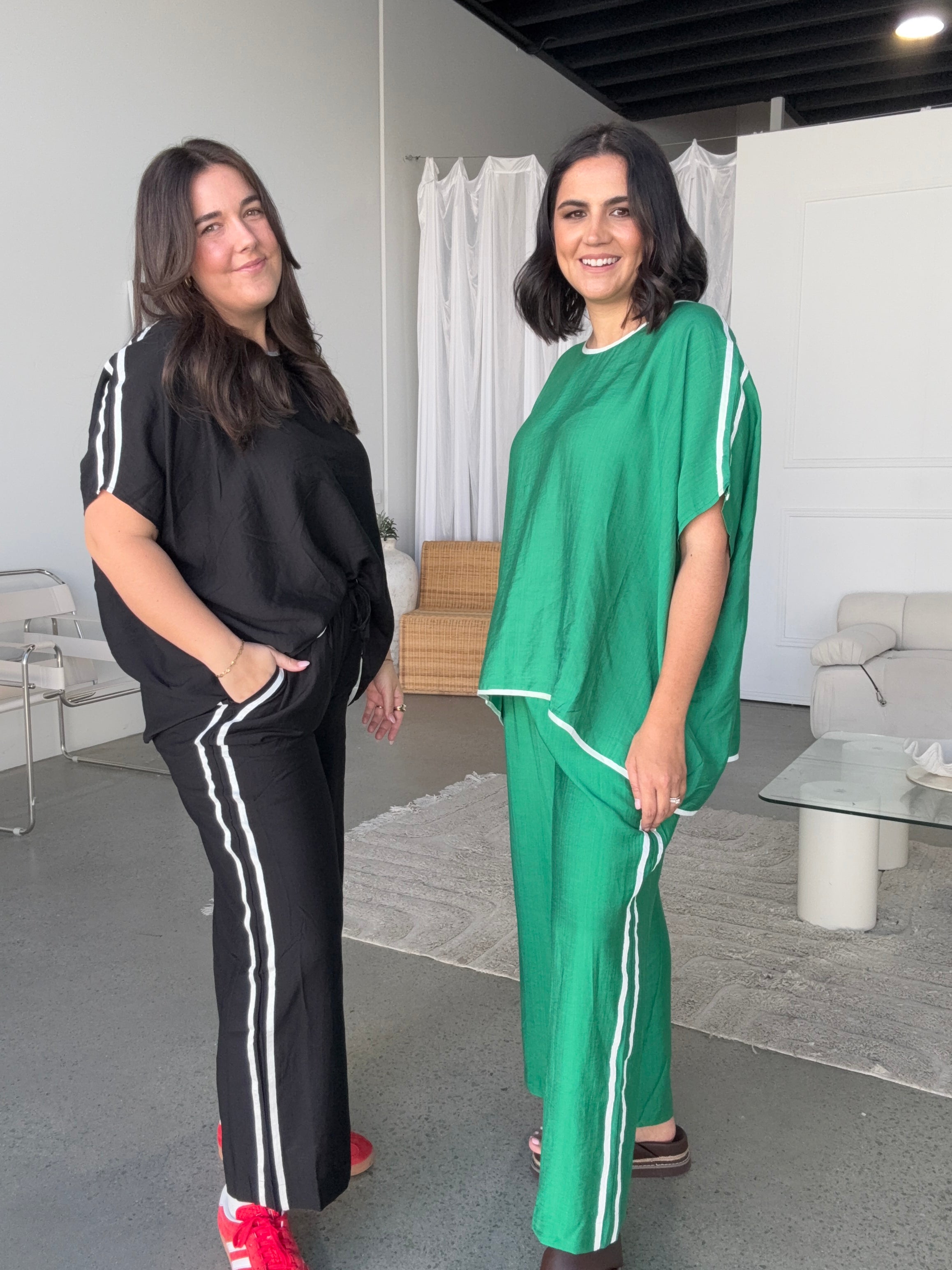 Bowie Lounge Pant Green/White Stripe