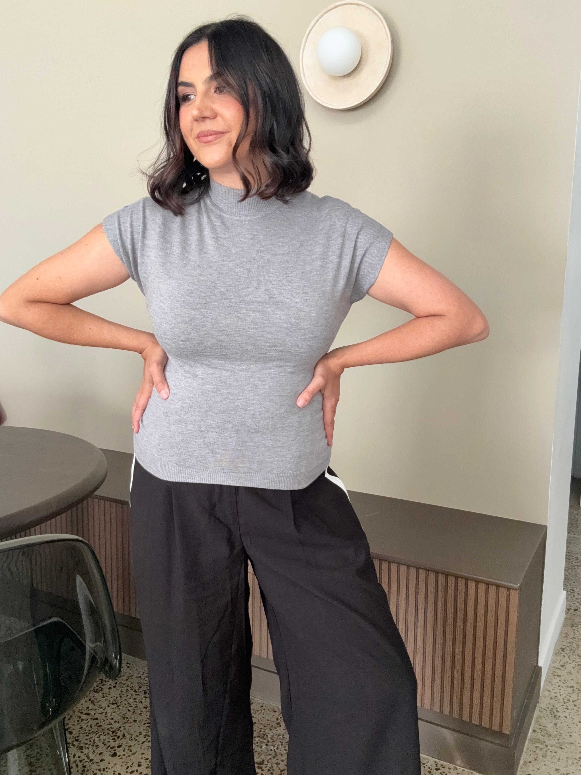 Quinn Mock Turtle Neck Knit Grey