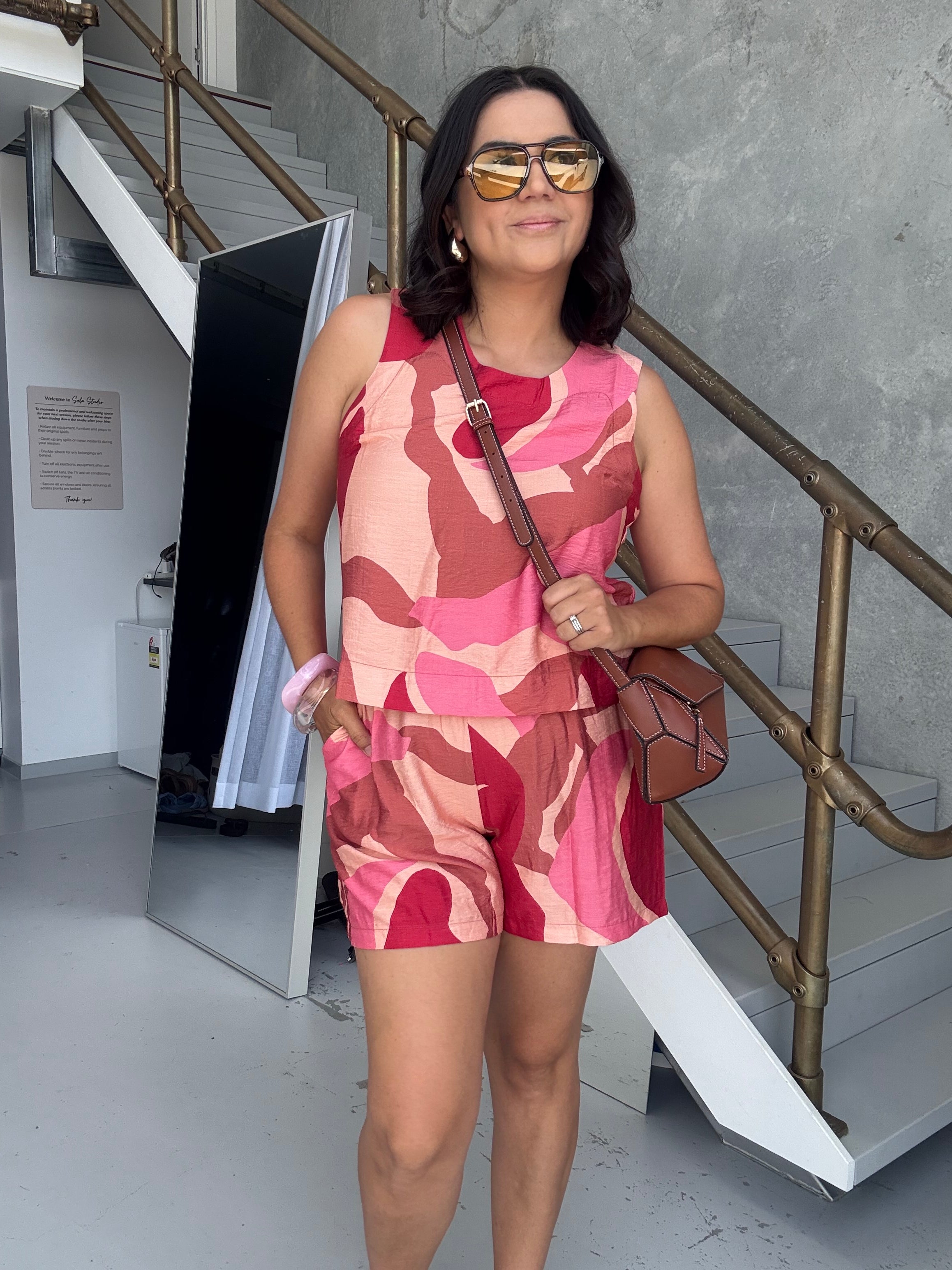 Mara Top Abstract Pink