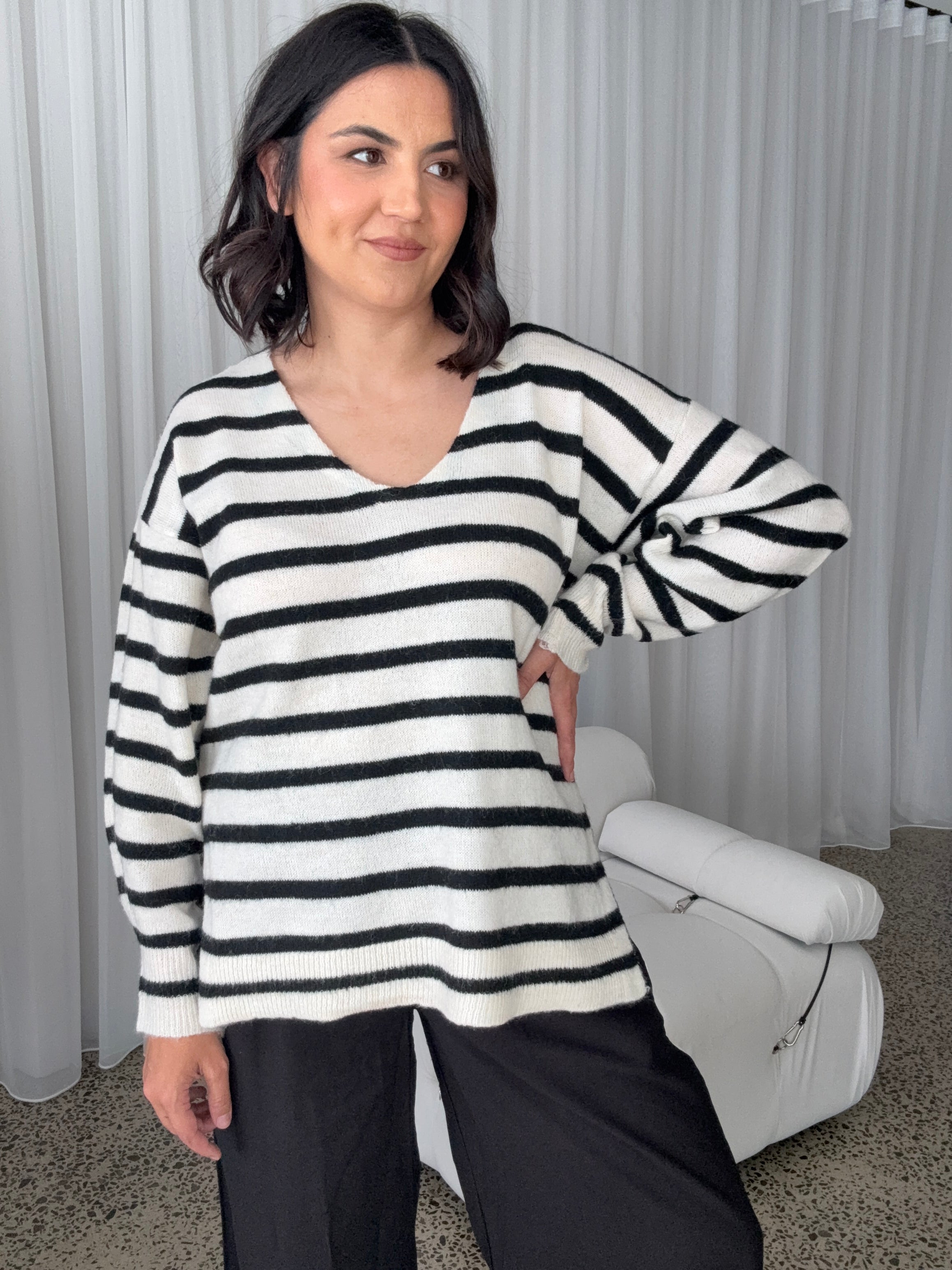 Scout Knit Cream/Black Stripe