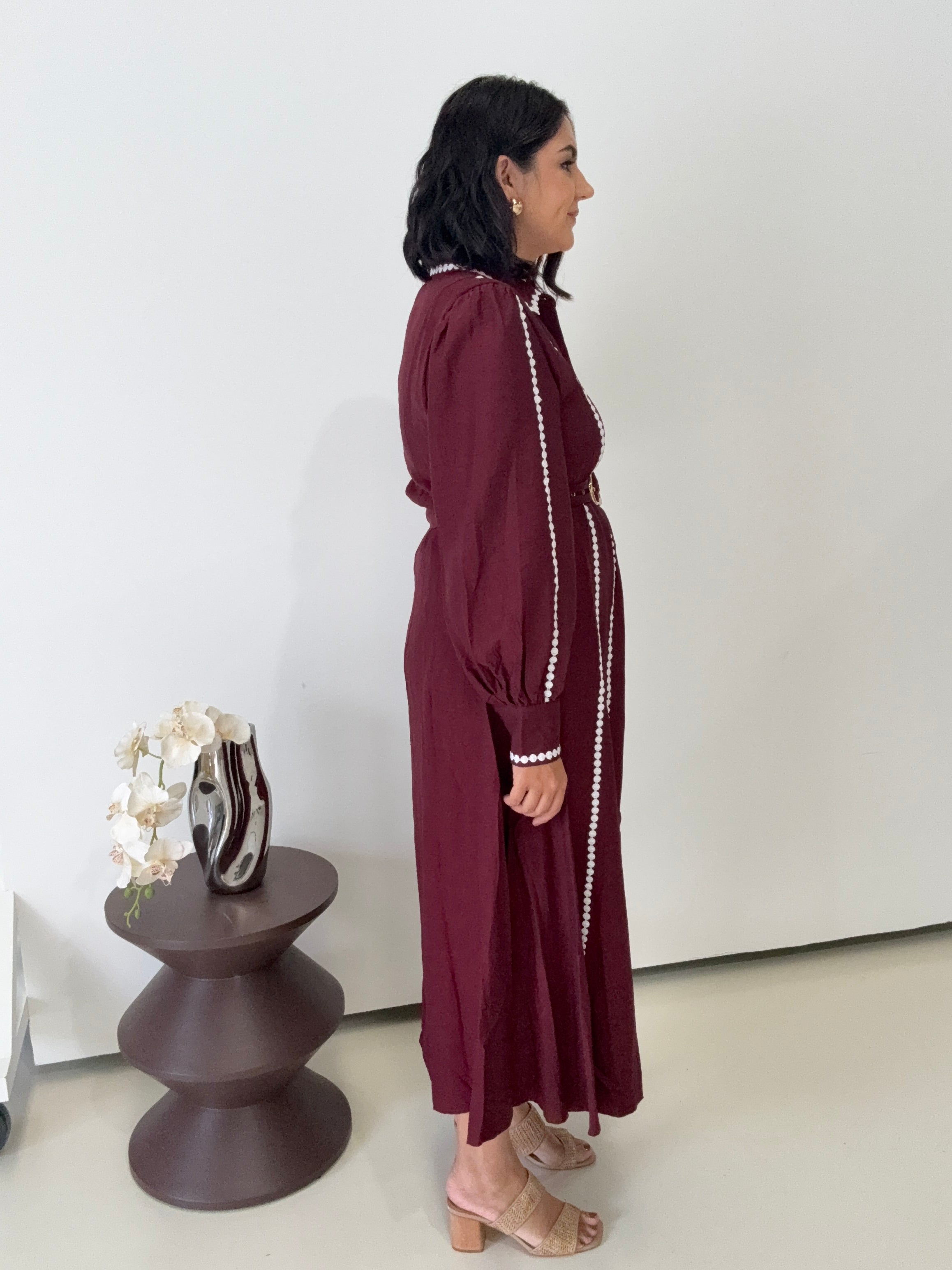 Hayley Maxi Shirt Dress Burgundy