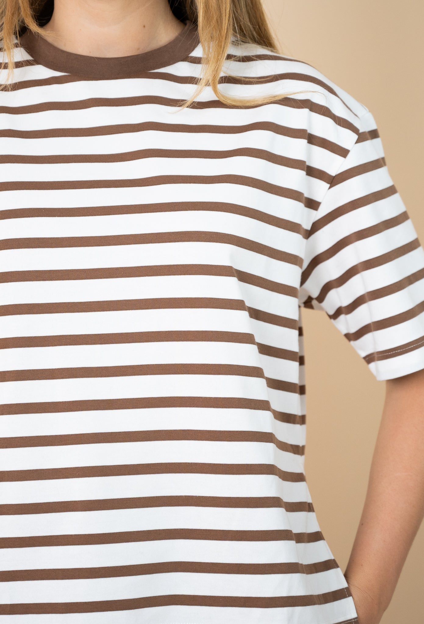 Naomi Stripe Tee Mocha/White