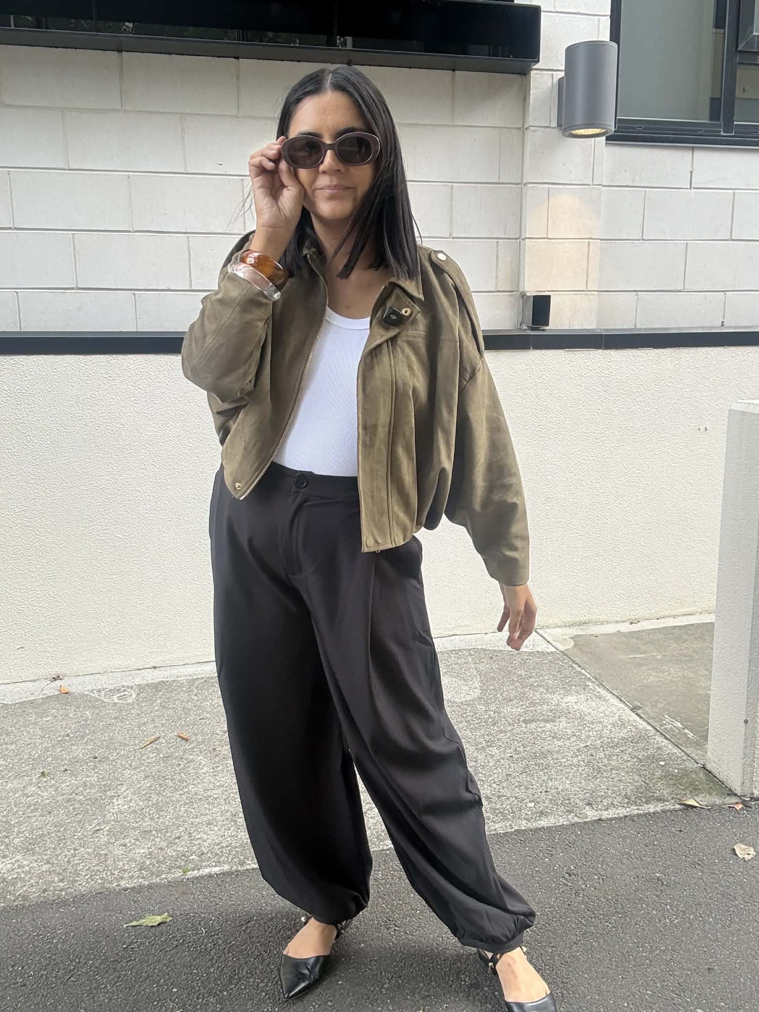 Pleated Balloon Pants Black