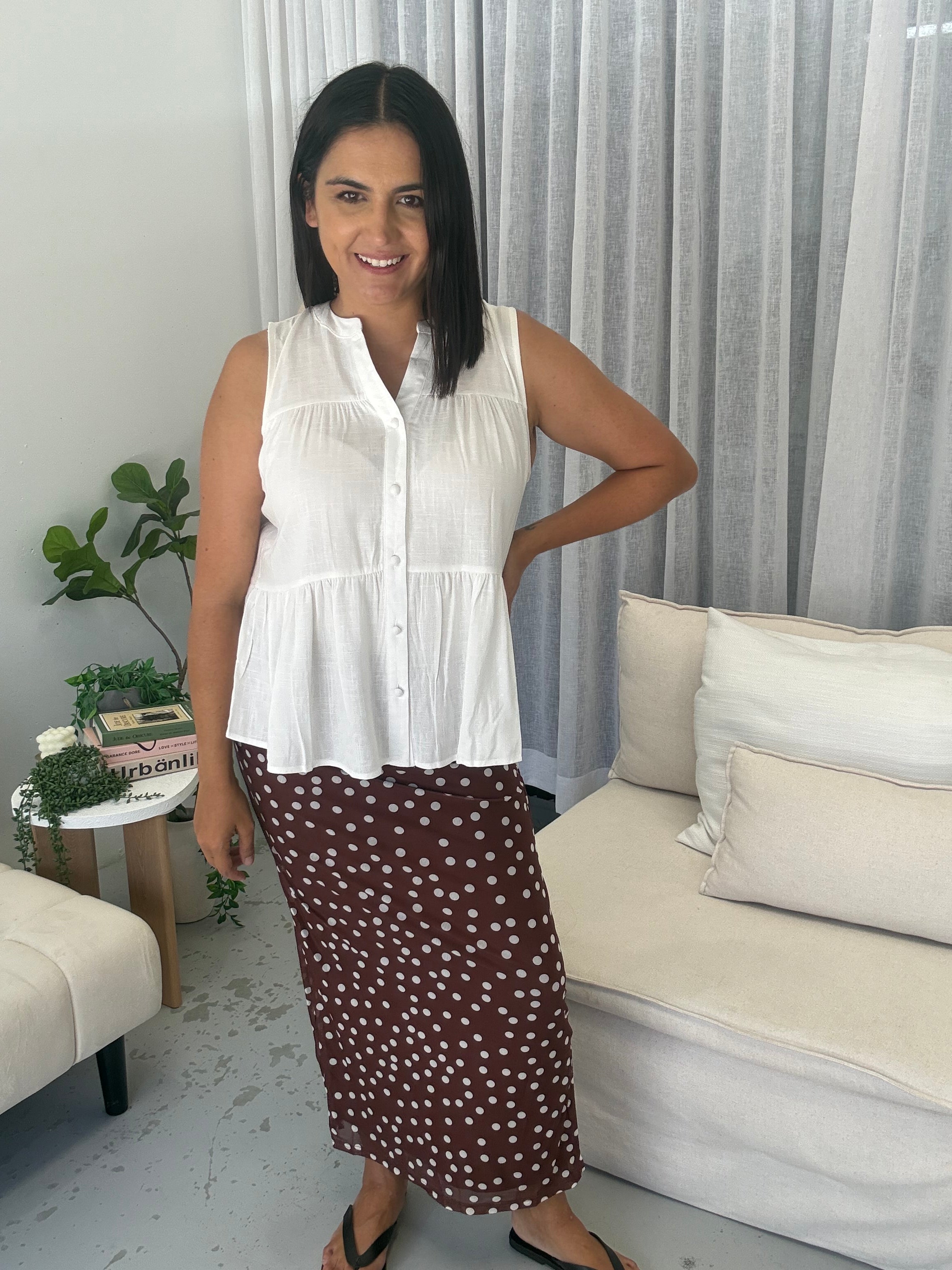 Julie Sleeveless Top White