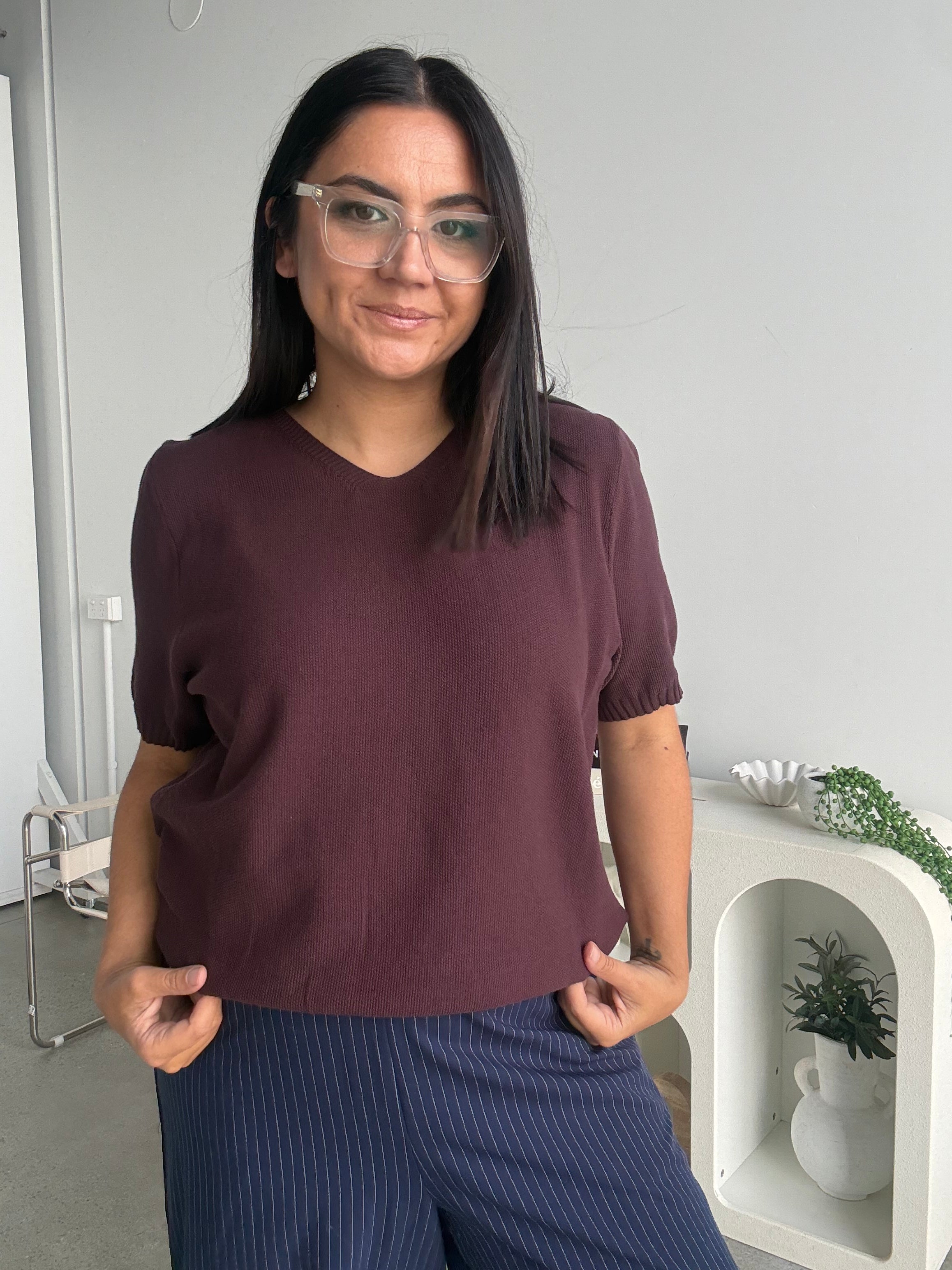 Olive Knit Plum