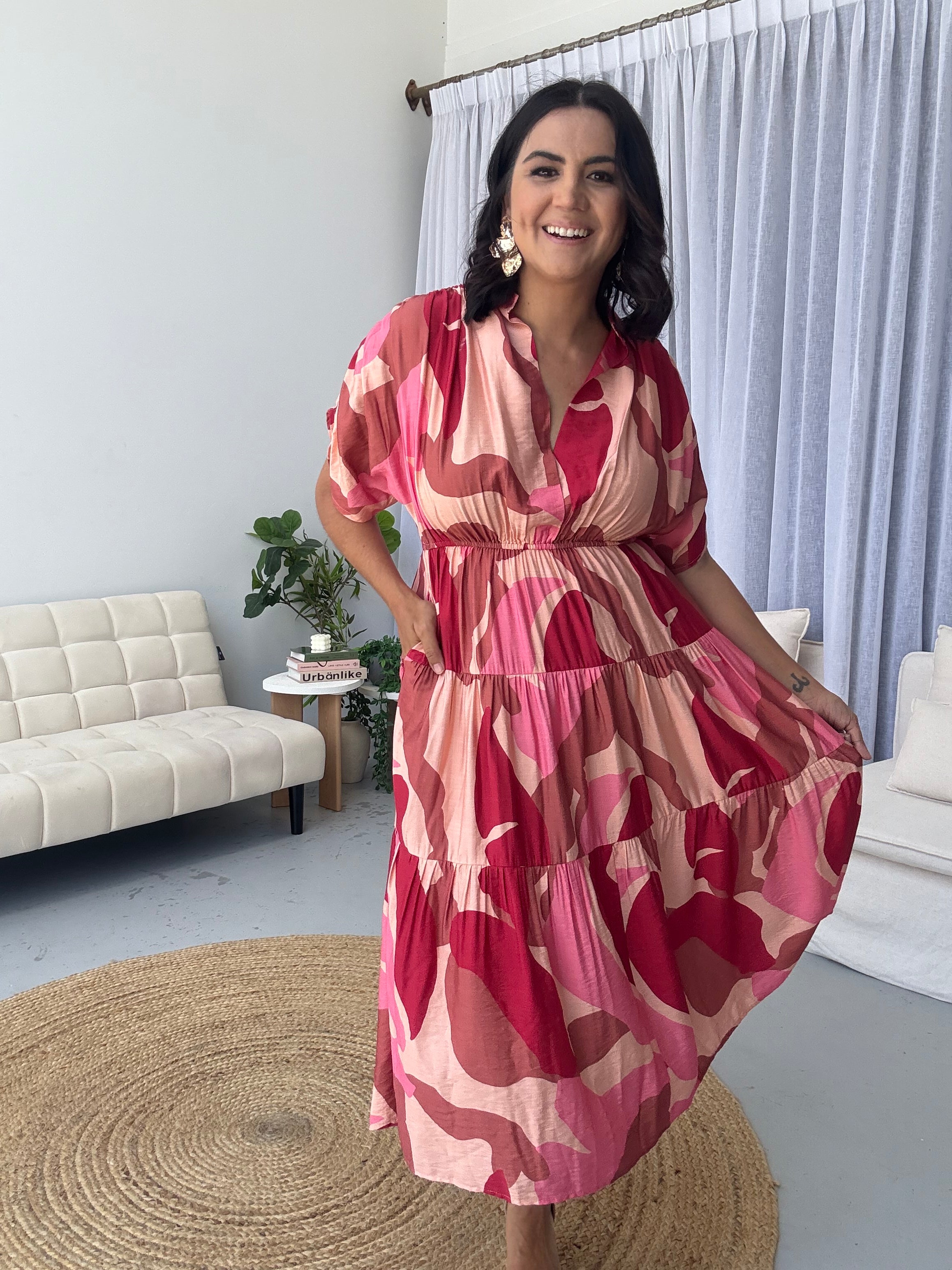 Kirah Dress Abstract Pink