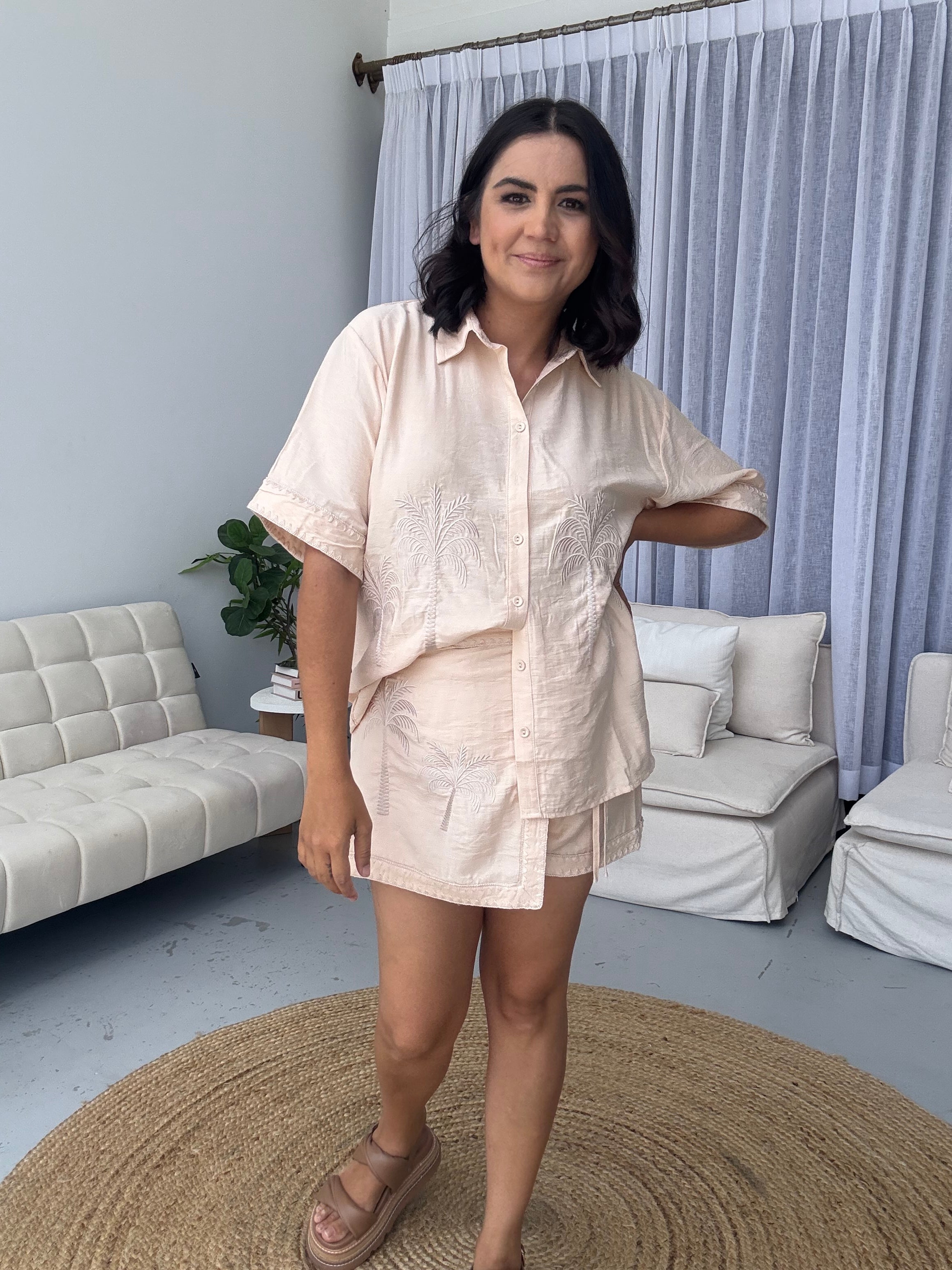 Greer Wrap Shorts (Skort) Sand