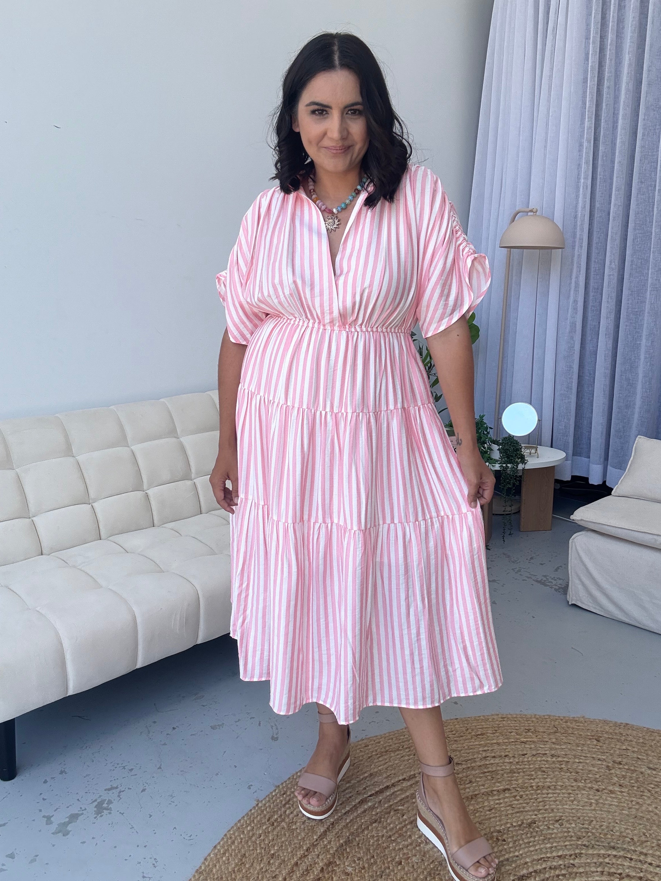 Kirah Dress Pink Stripe