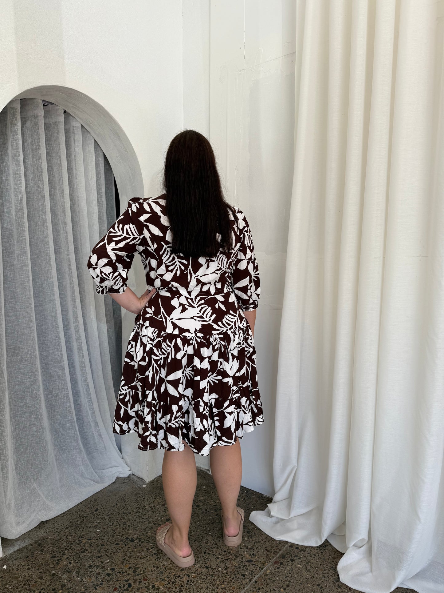Sophie Floral Dress Chocolate