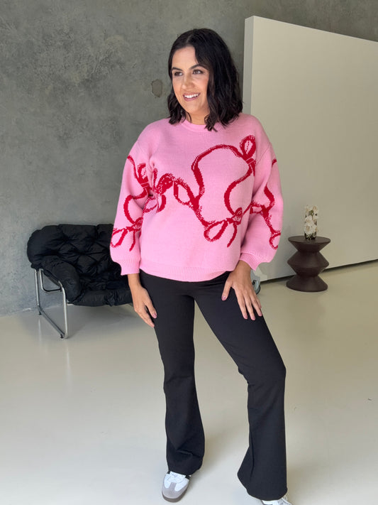 All-Around Bow Detail Knit in Pink