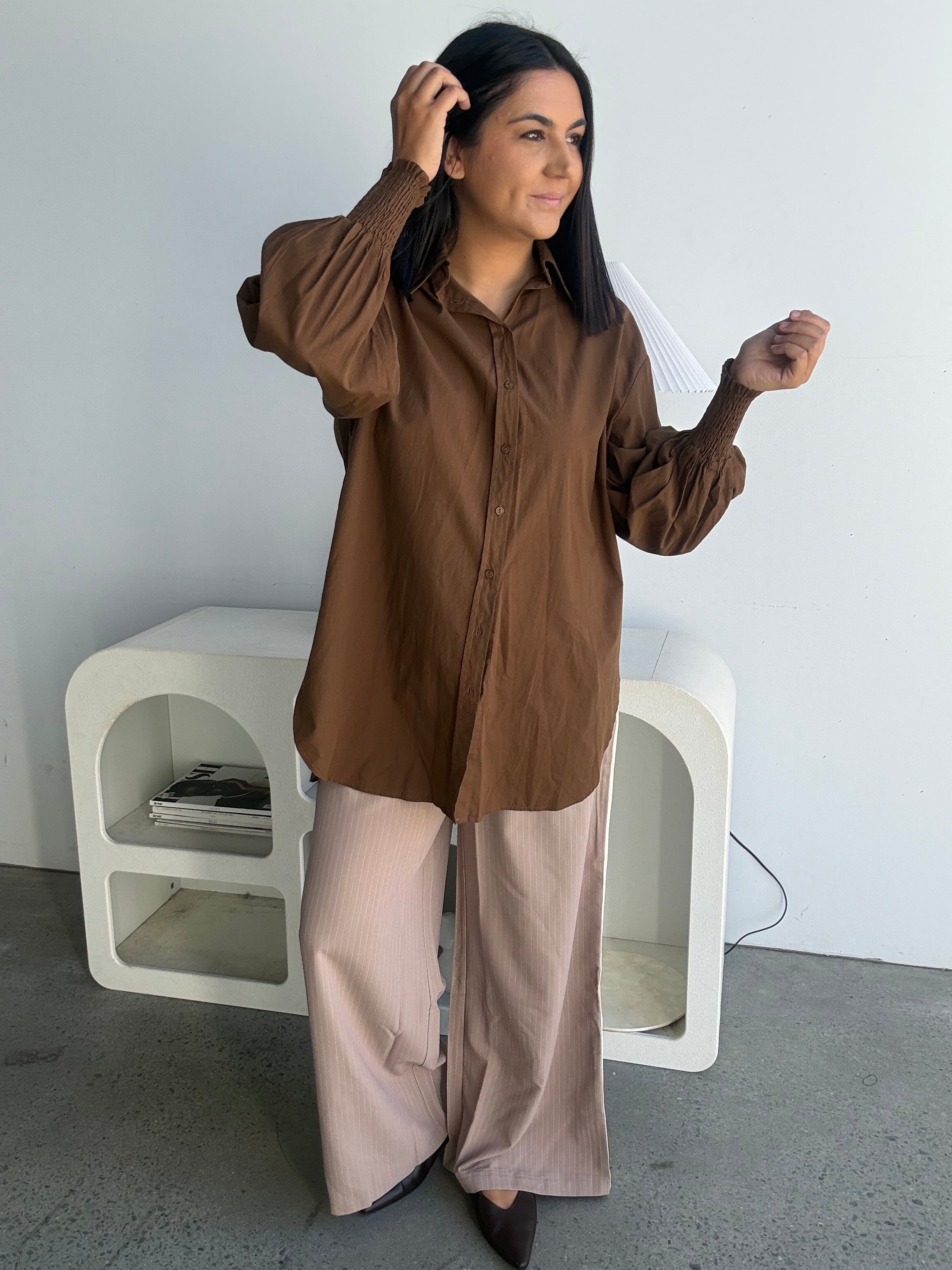 Freya Oversized Tunic/Shirt Brown