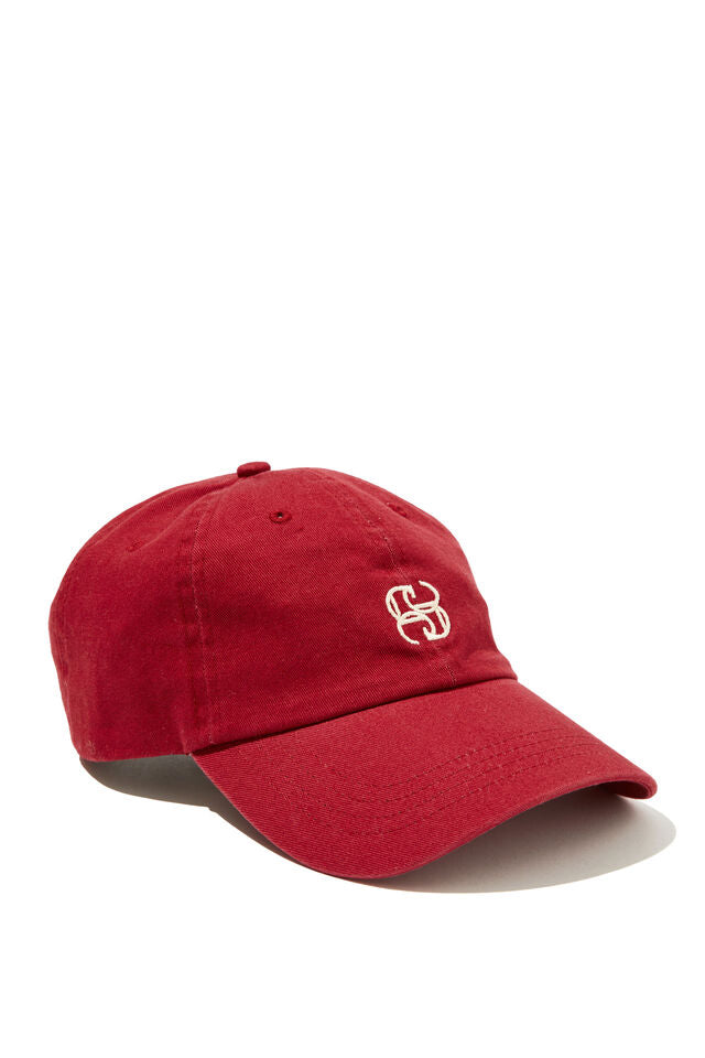 Ceres Monogram Cap Deep Red