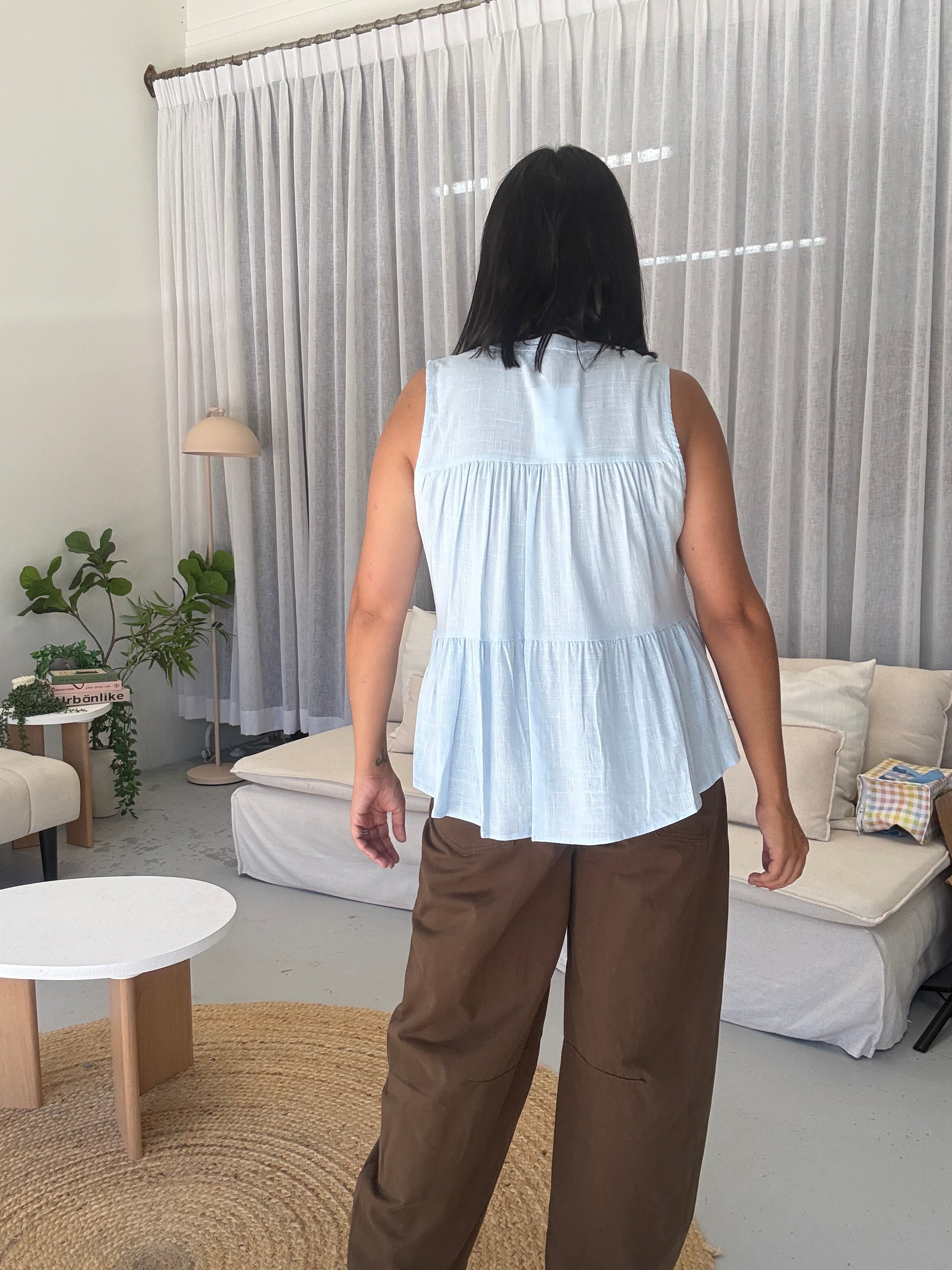 Julie Sleeveless Top Baby Blue