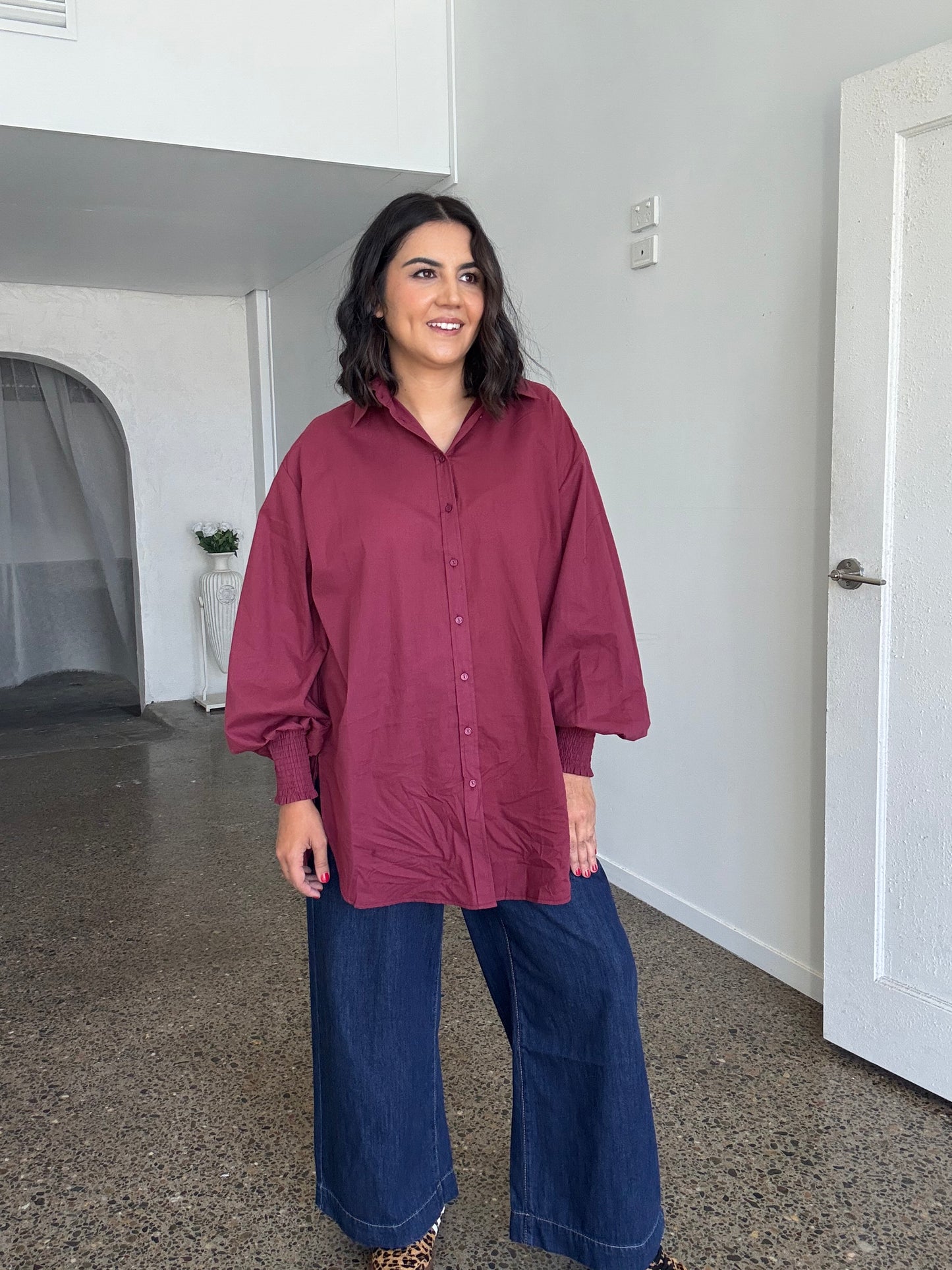 Freya Oversized Tunic/Shirt Burgundy