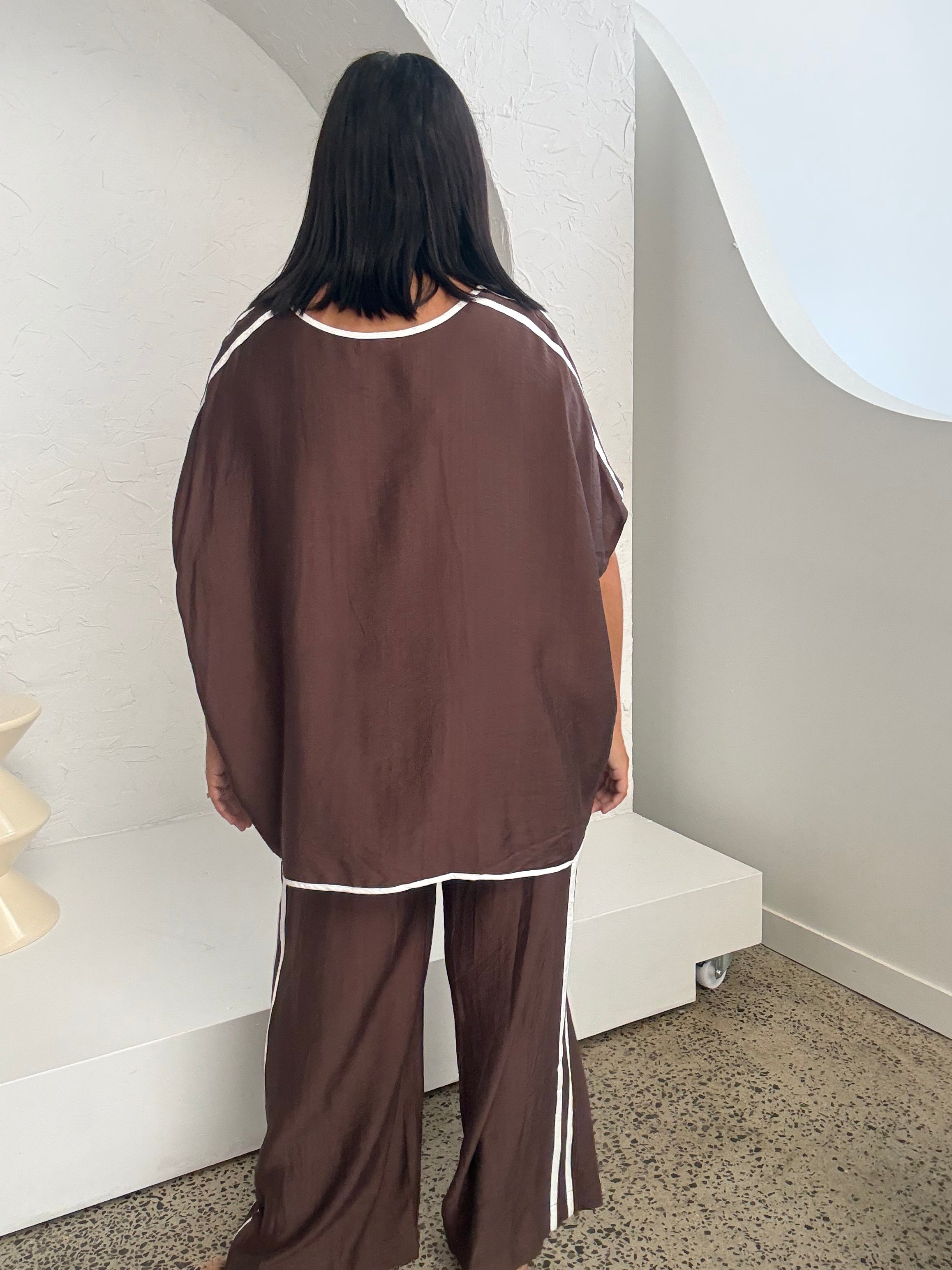 Bowie Drape Top Brown/White