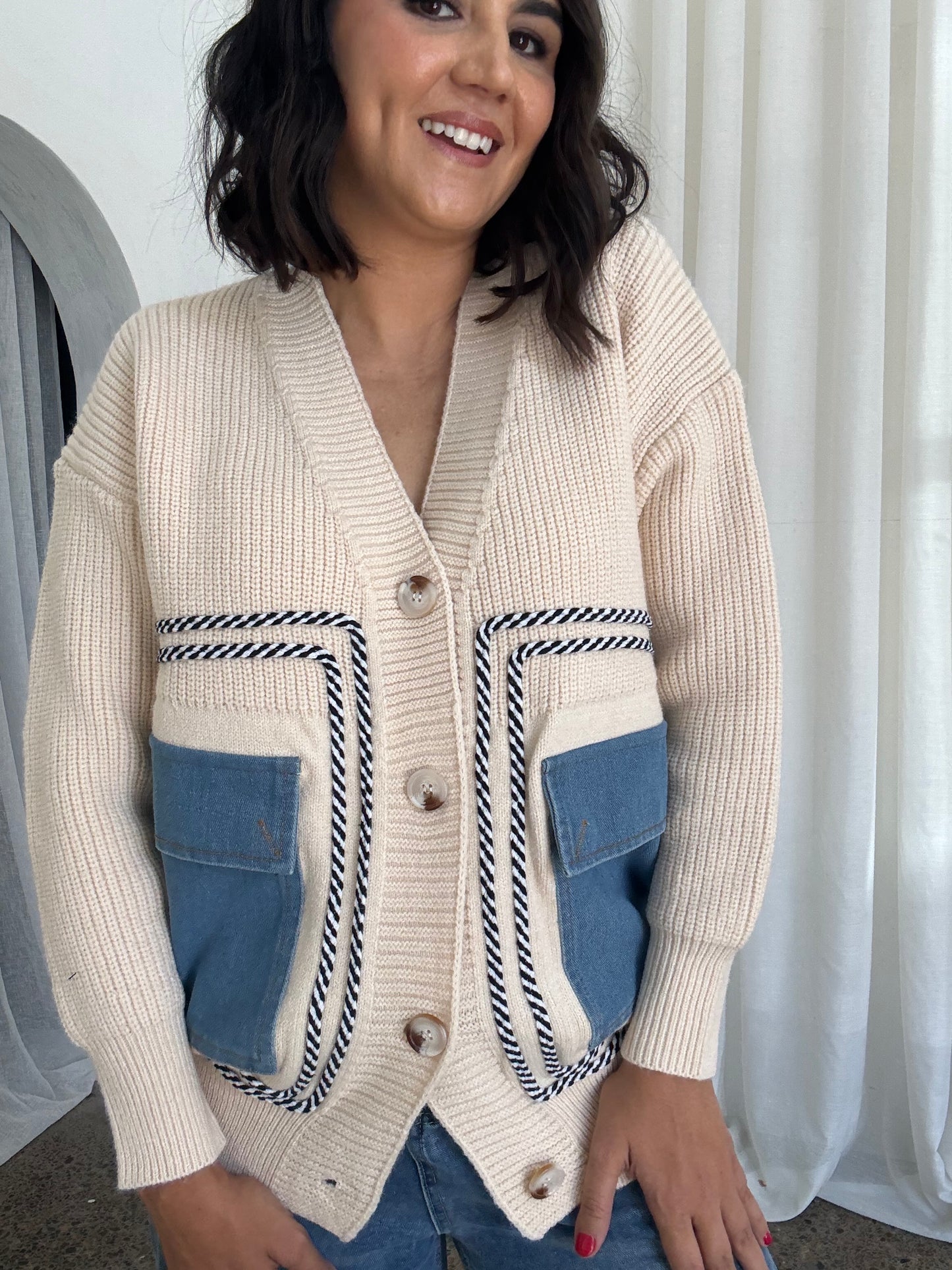 Denim Pocket Detail Cardigan