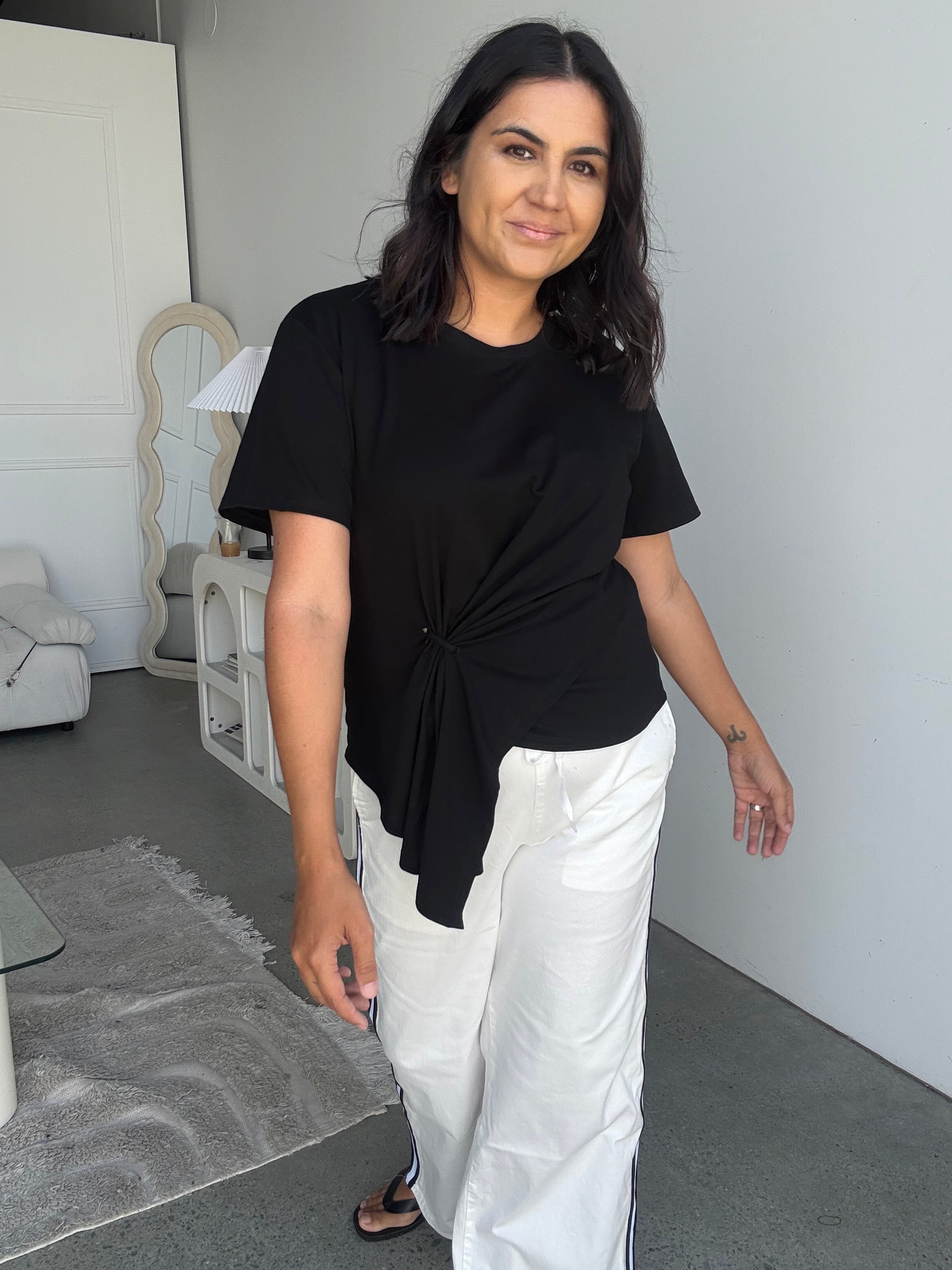 Cotton Ring Detail Top Black