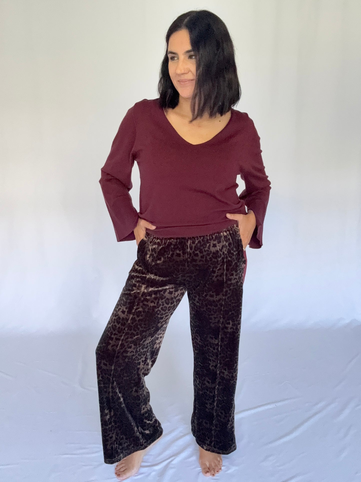 Velvet Leo Pant Burgundy Stripe