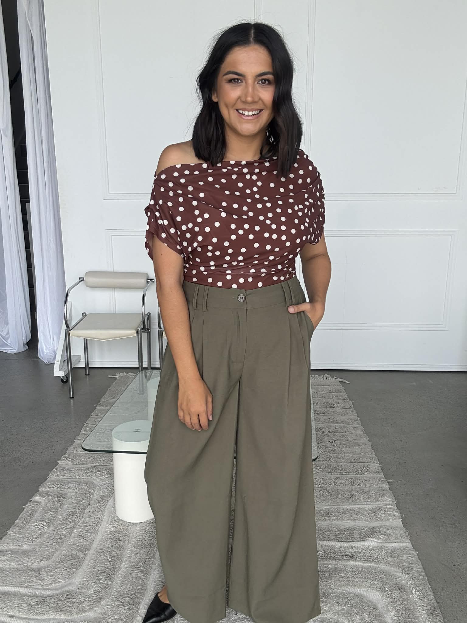 Mesh Polka Dot Top