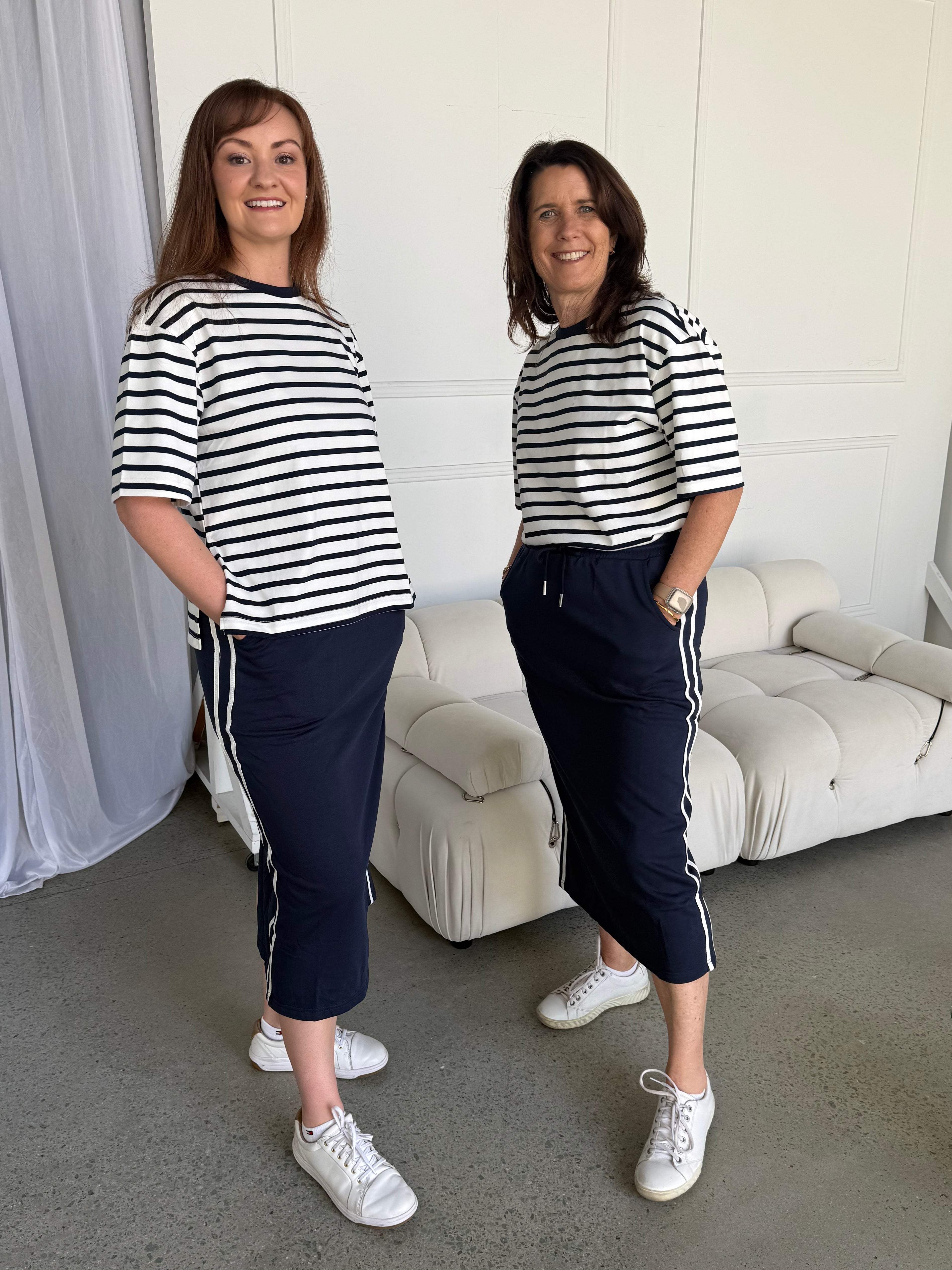 Naomi Stripe Tee Navy/White