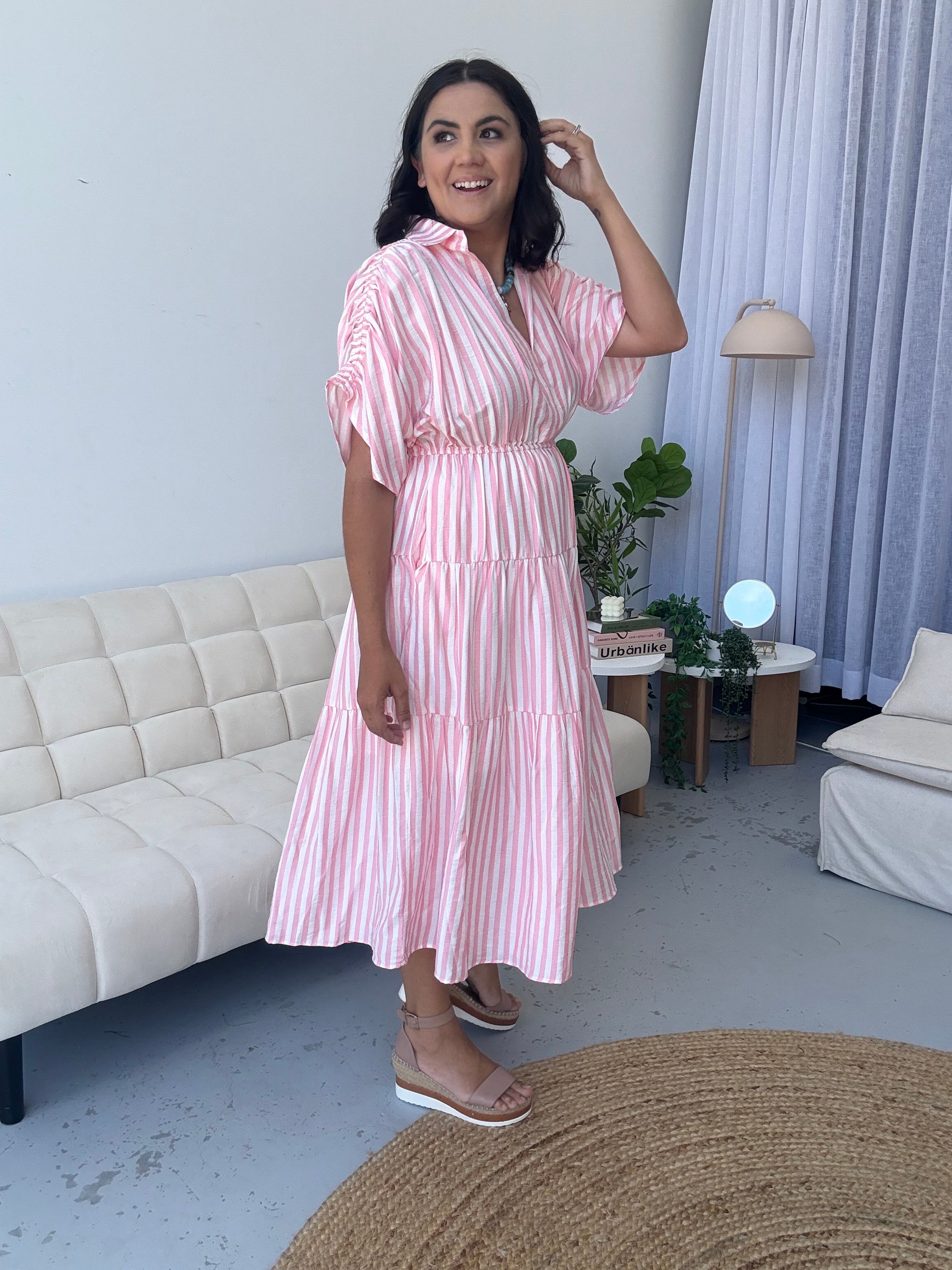 Kirah Dress Pink Stripe