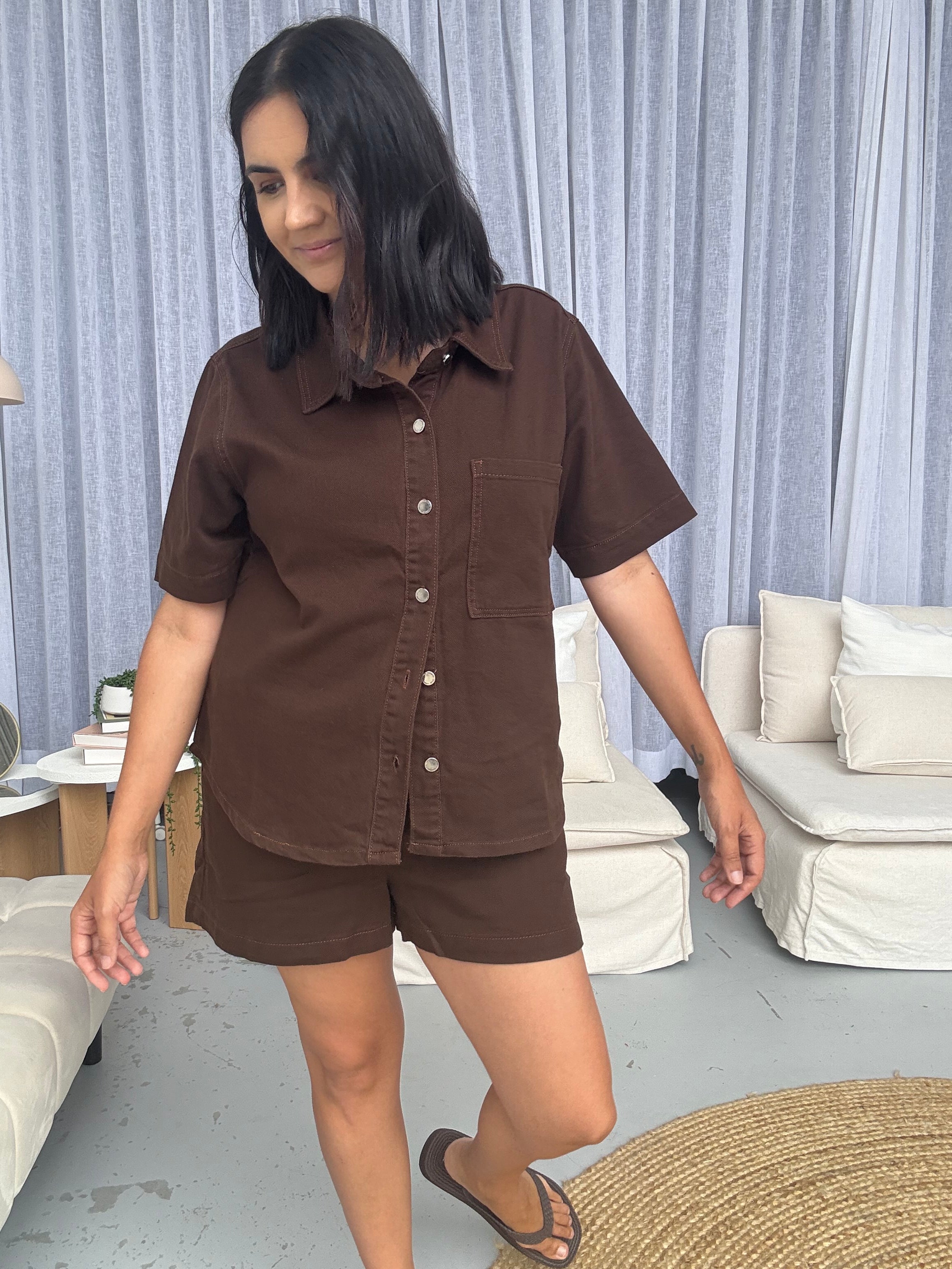 Frankie Denim Shirt Chocolate