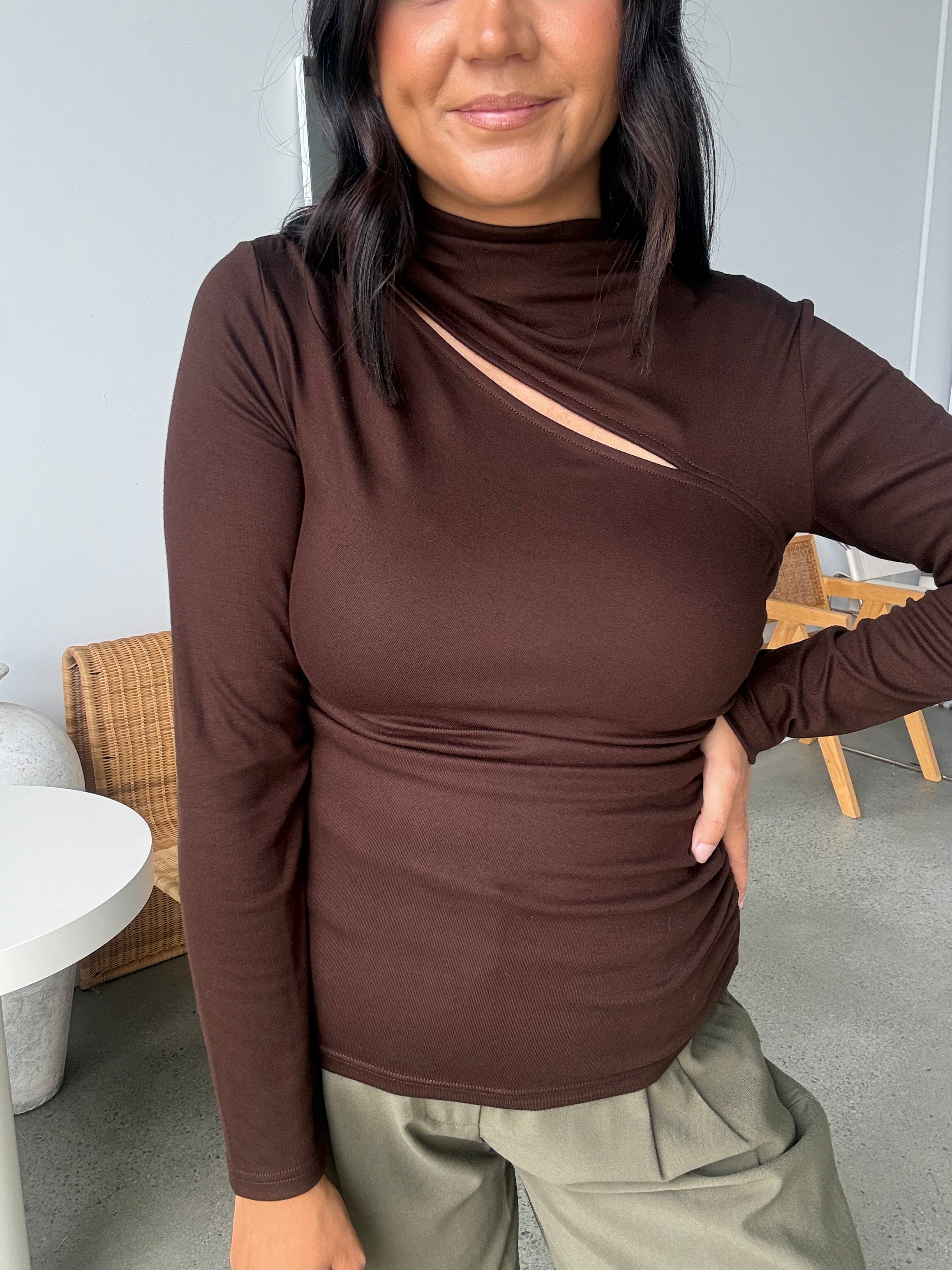 Cadence Cut Out Top Chocolate