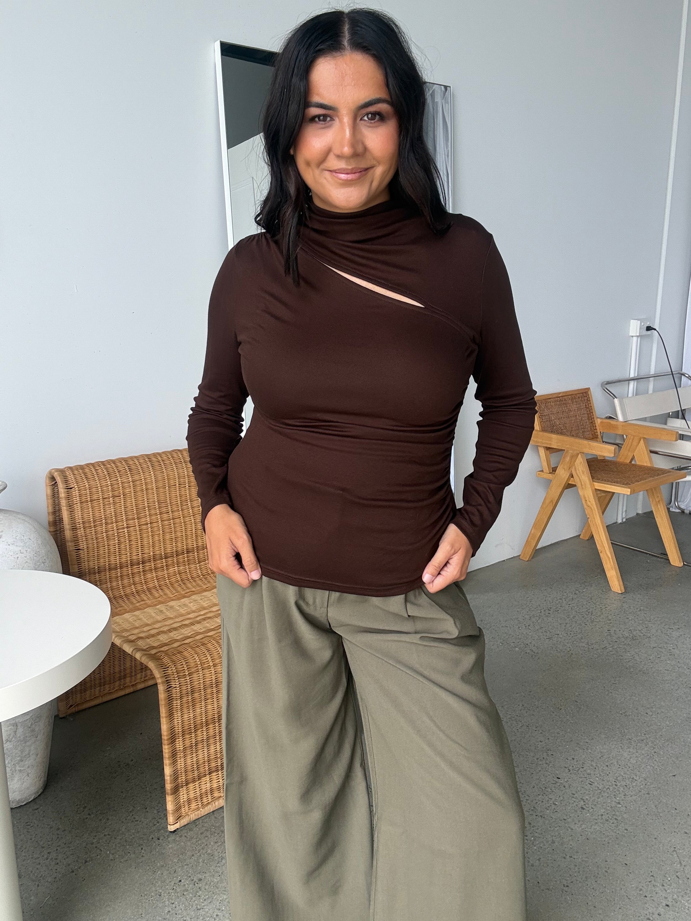Cadence Cut Out Top Chocolate