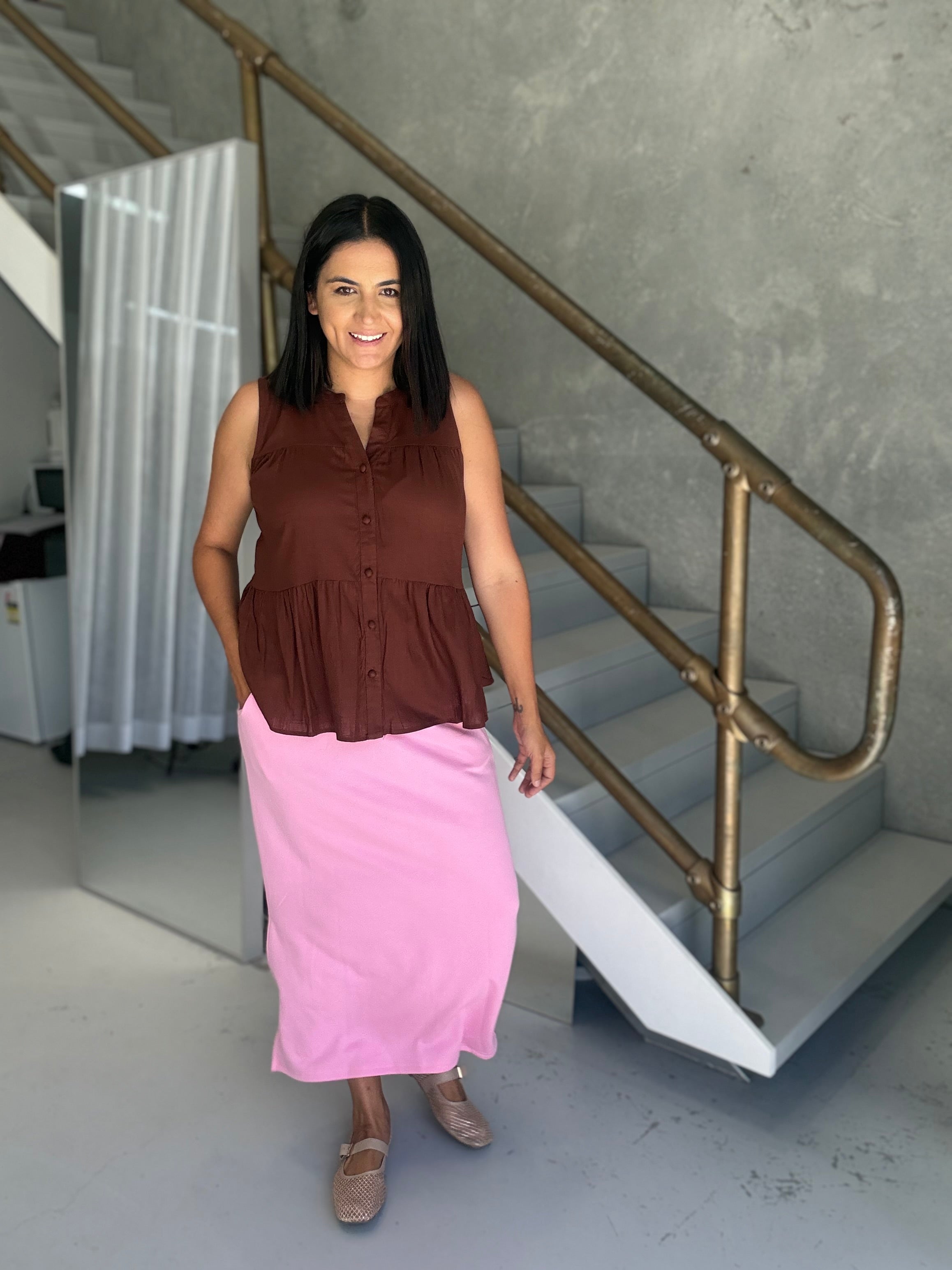 Julie Sleeveless Top Brown