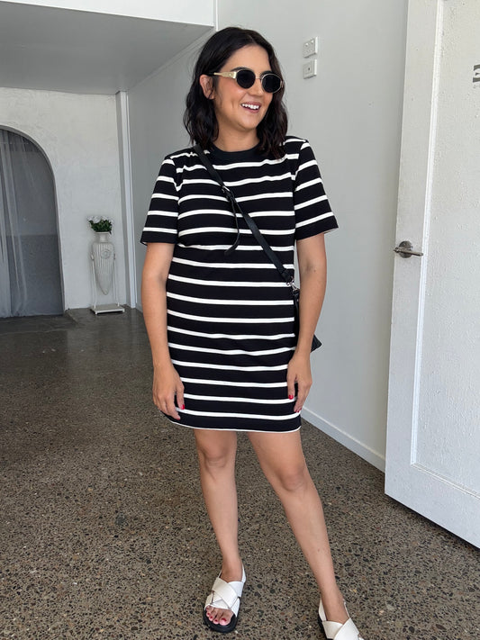 Cotton Stripe T-shirt Mini Dress