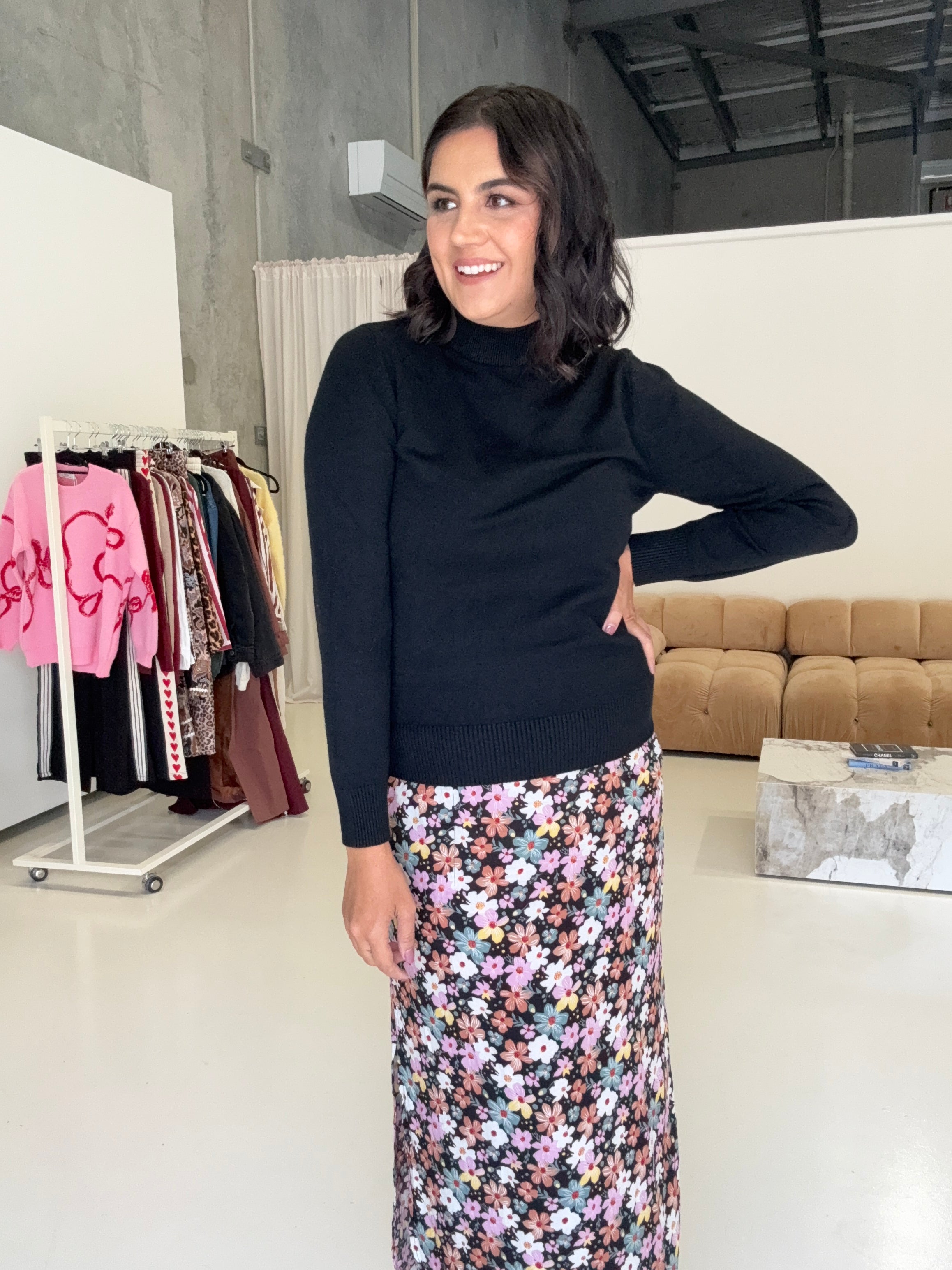 Petunia Turtle Neck Knit Pullover Black