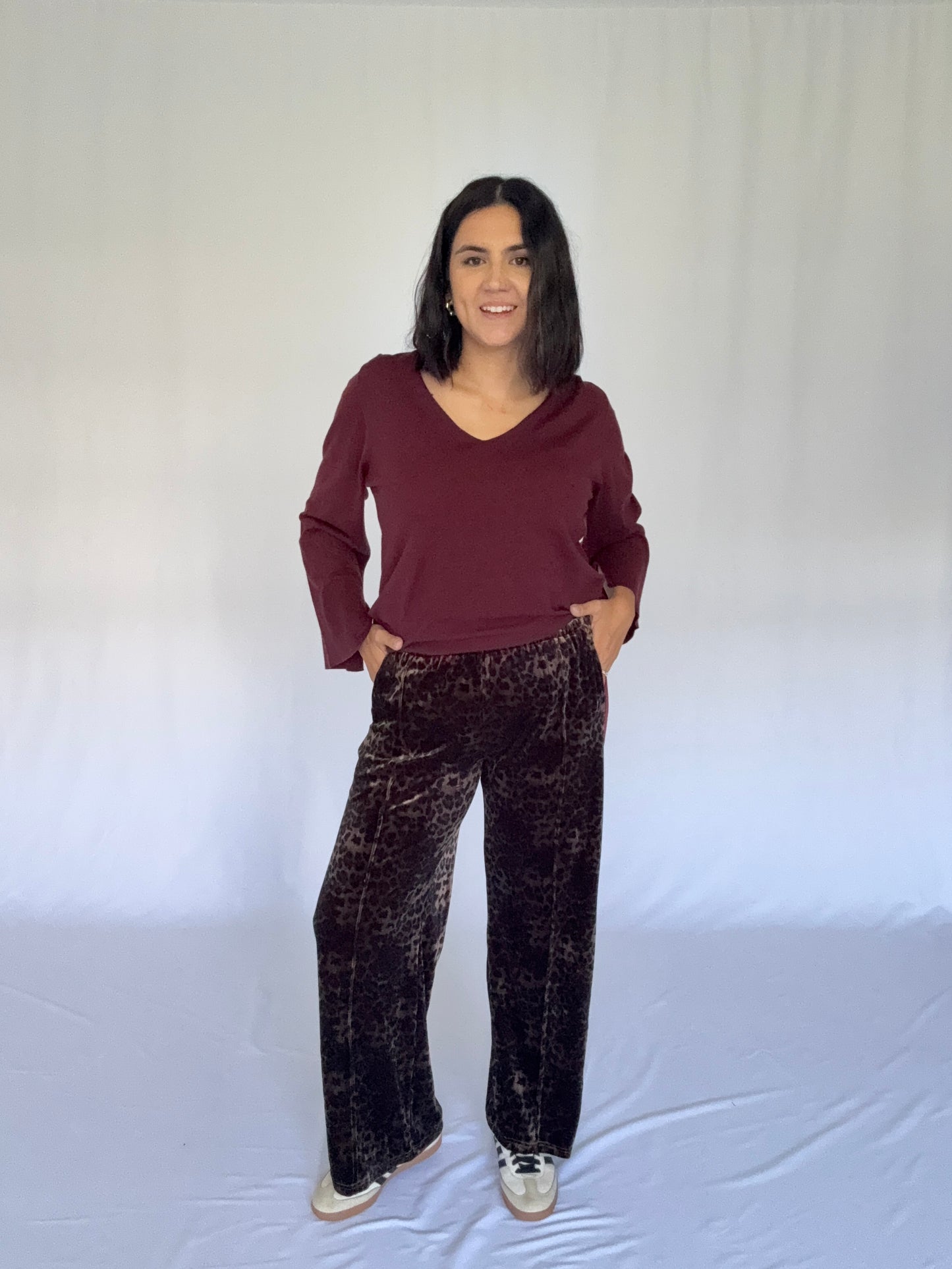 Velvet Leo Pant Burgundy Stripe