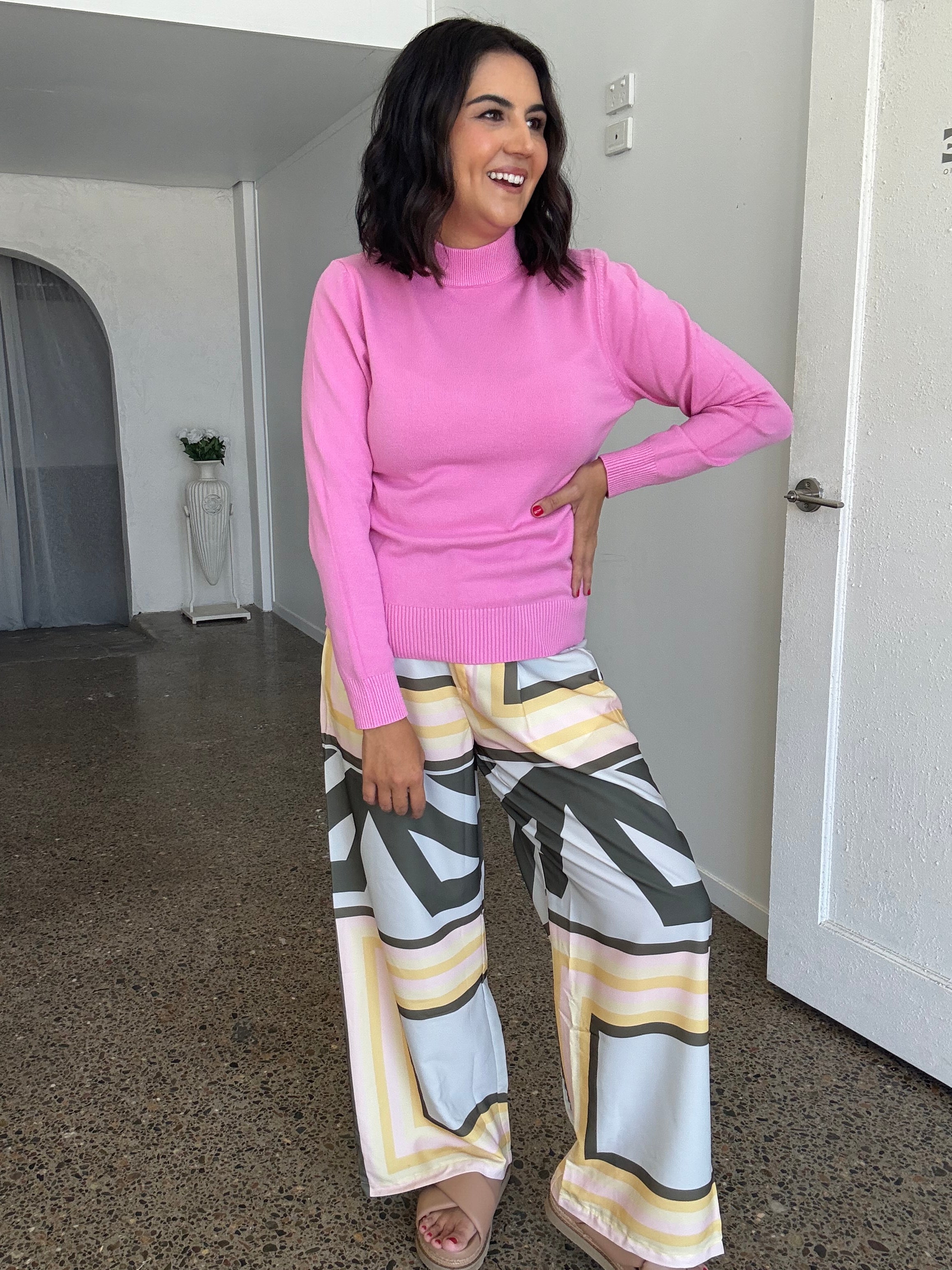 Petunia Turtle Neck Knit Pullover Petal Pink
