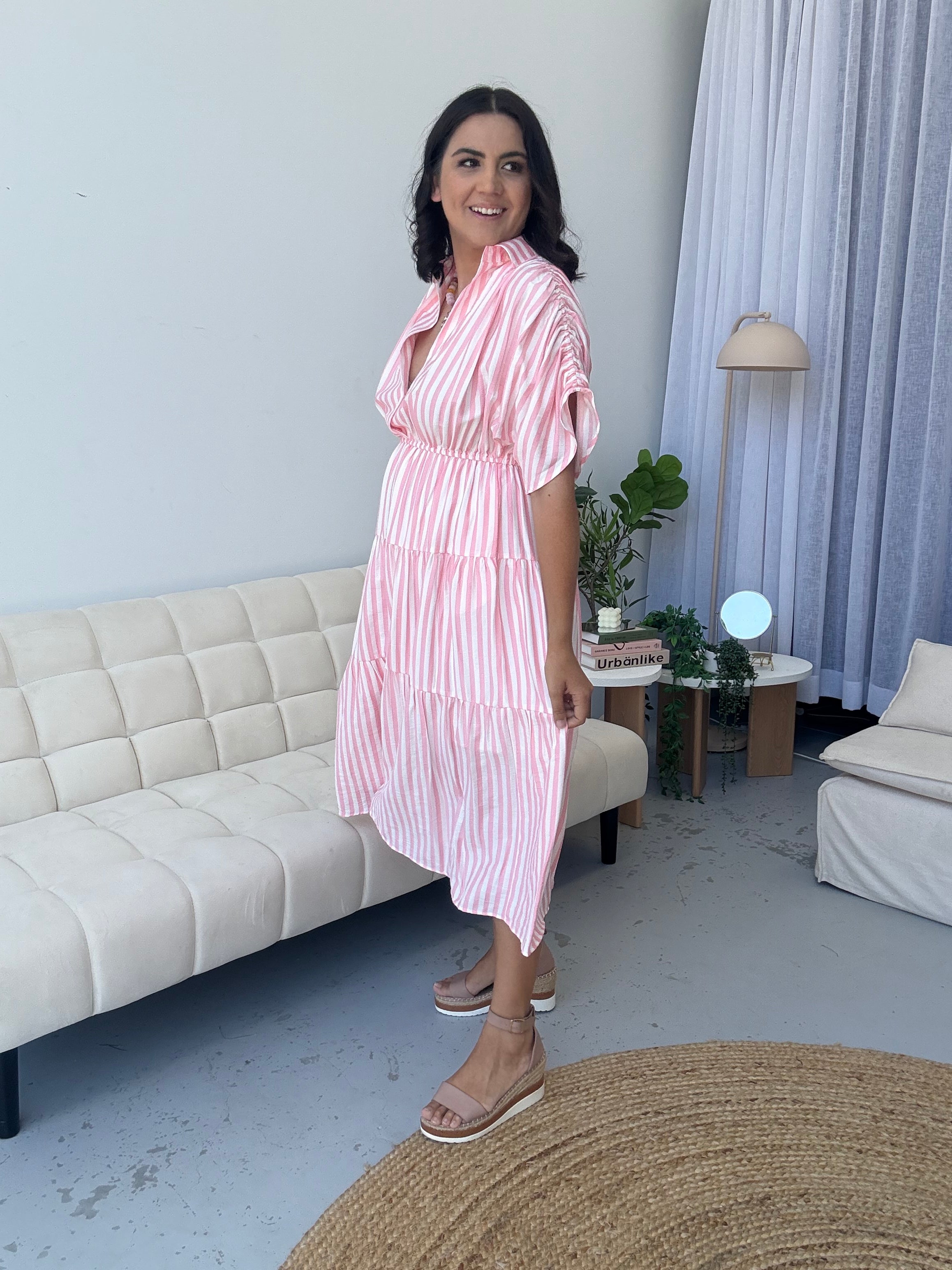Kirah Dress Pink Stripe