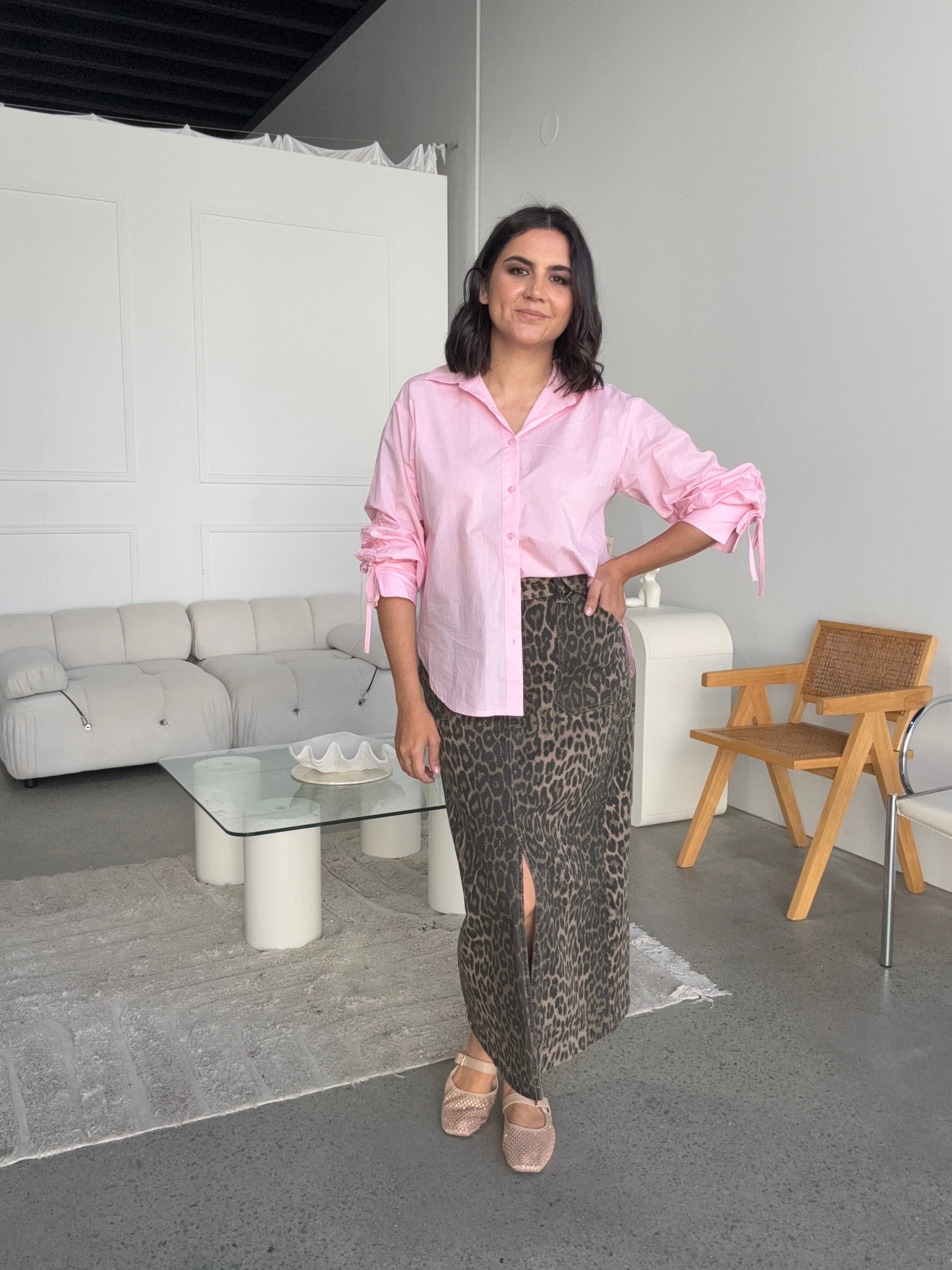 Rikki Leopard Denim Maxi Skirt
