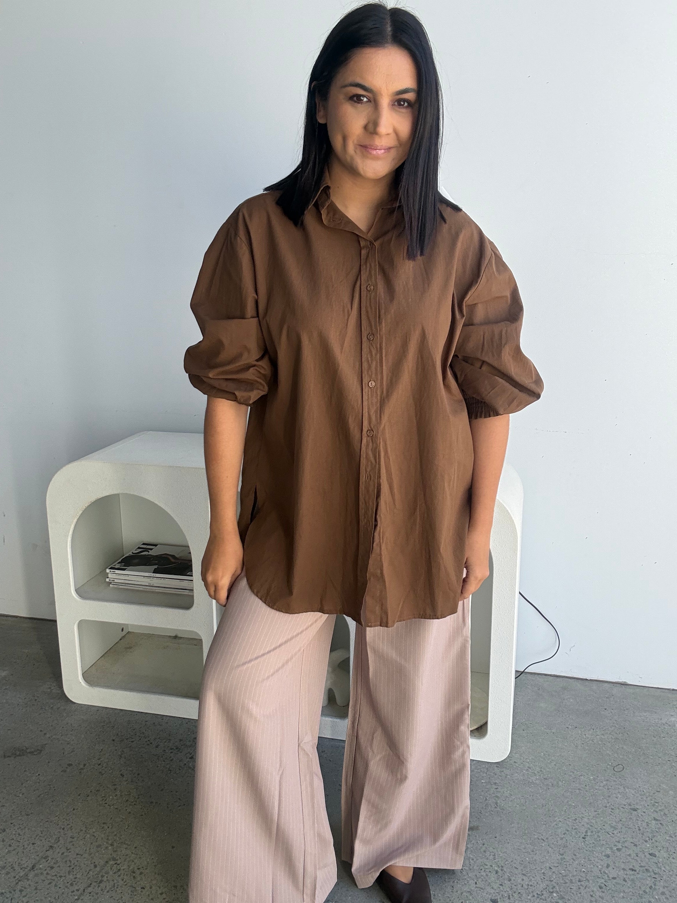 Freya Oversized Tunic/Shirt Brown