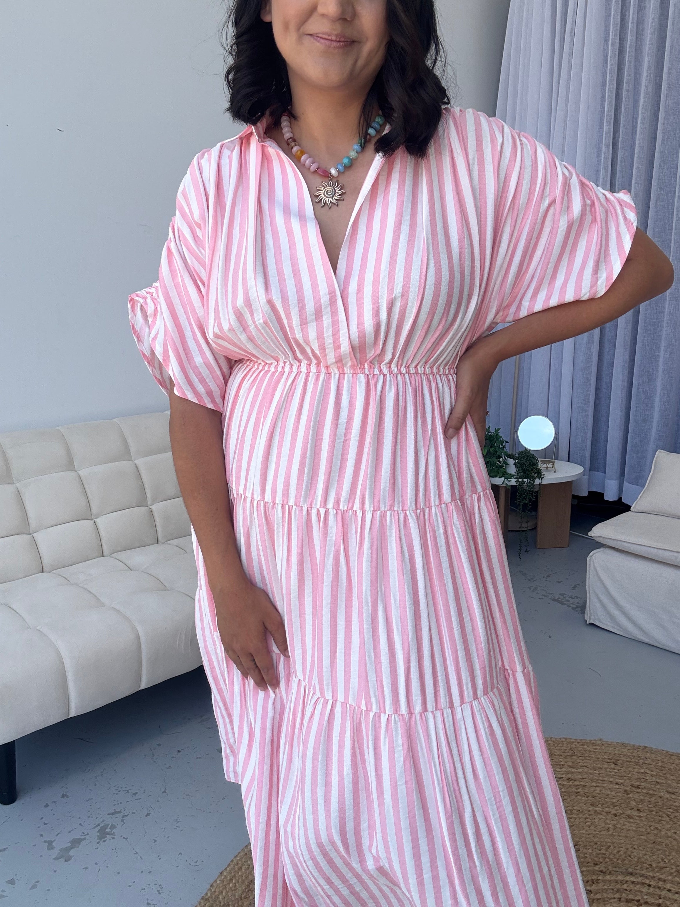 Kirah Dress Pink Stripe