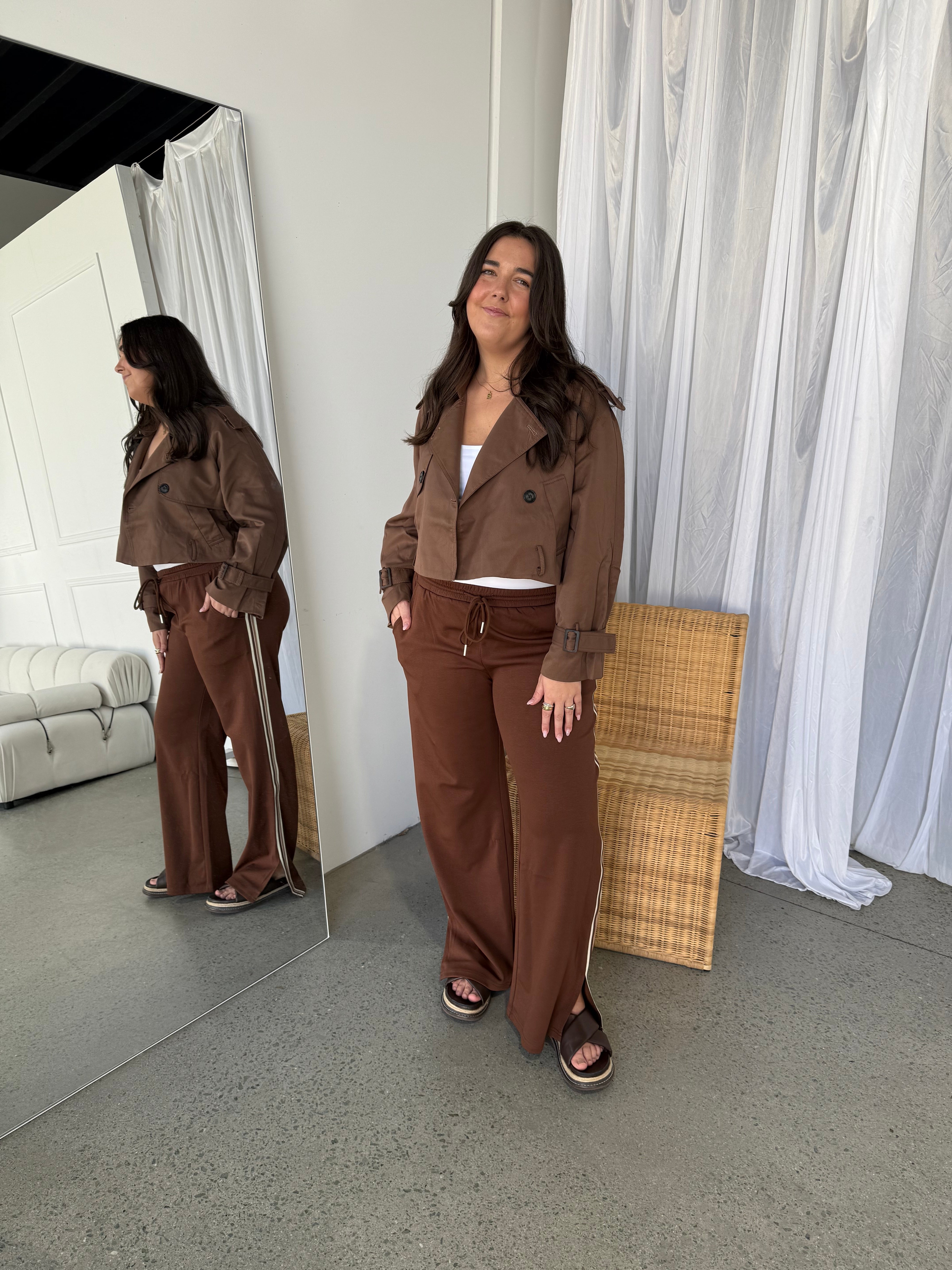 The Cropped Trench Chocolate Brown