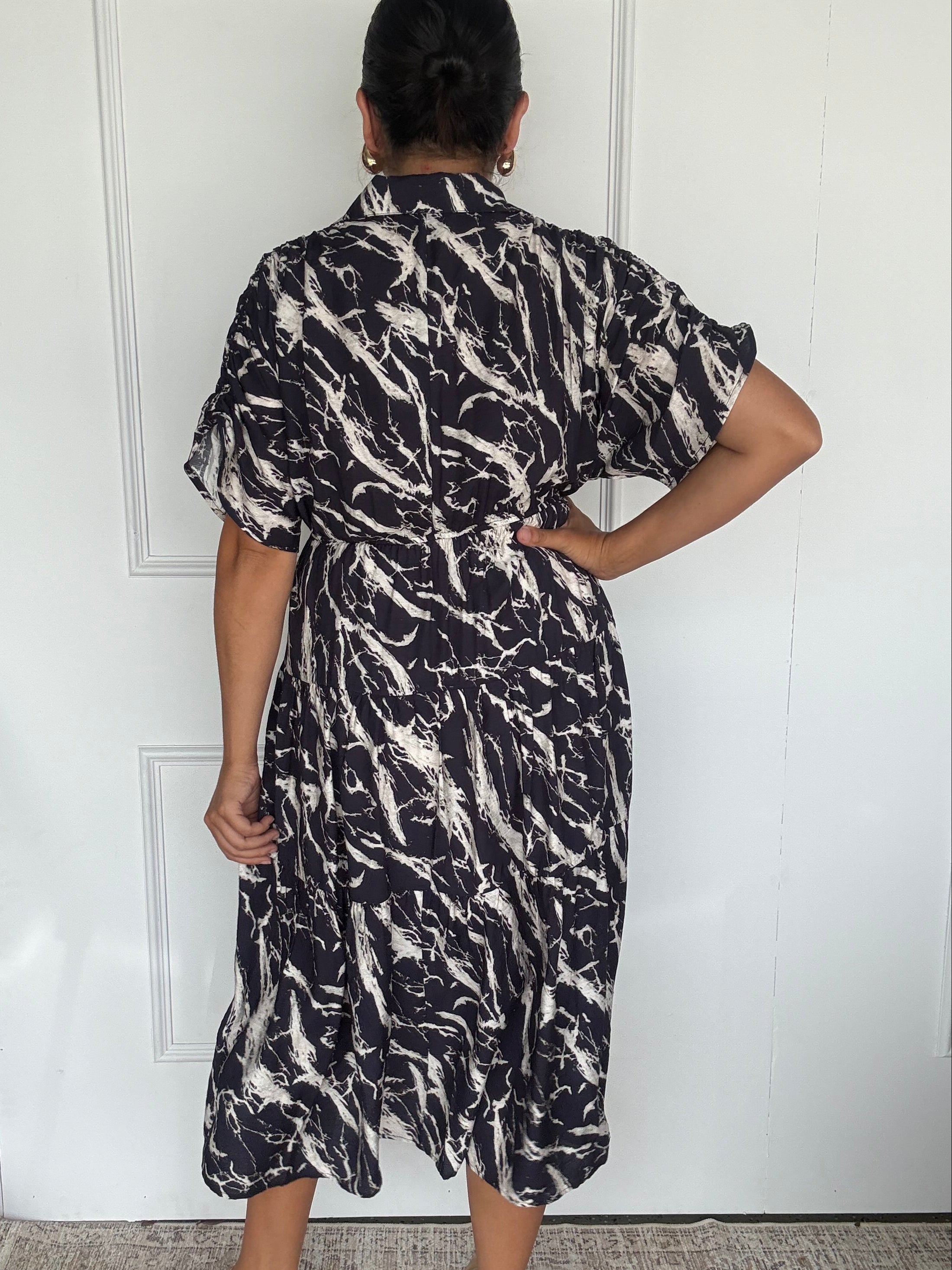 Kirah Dress Navy Marble