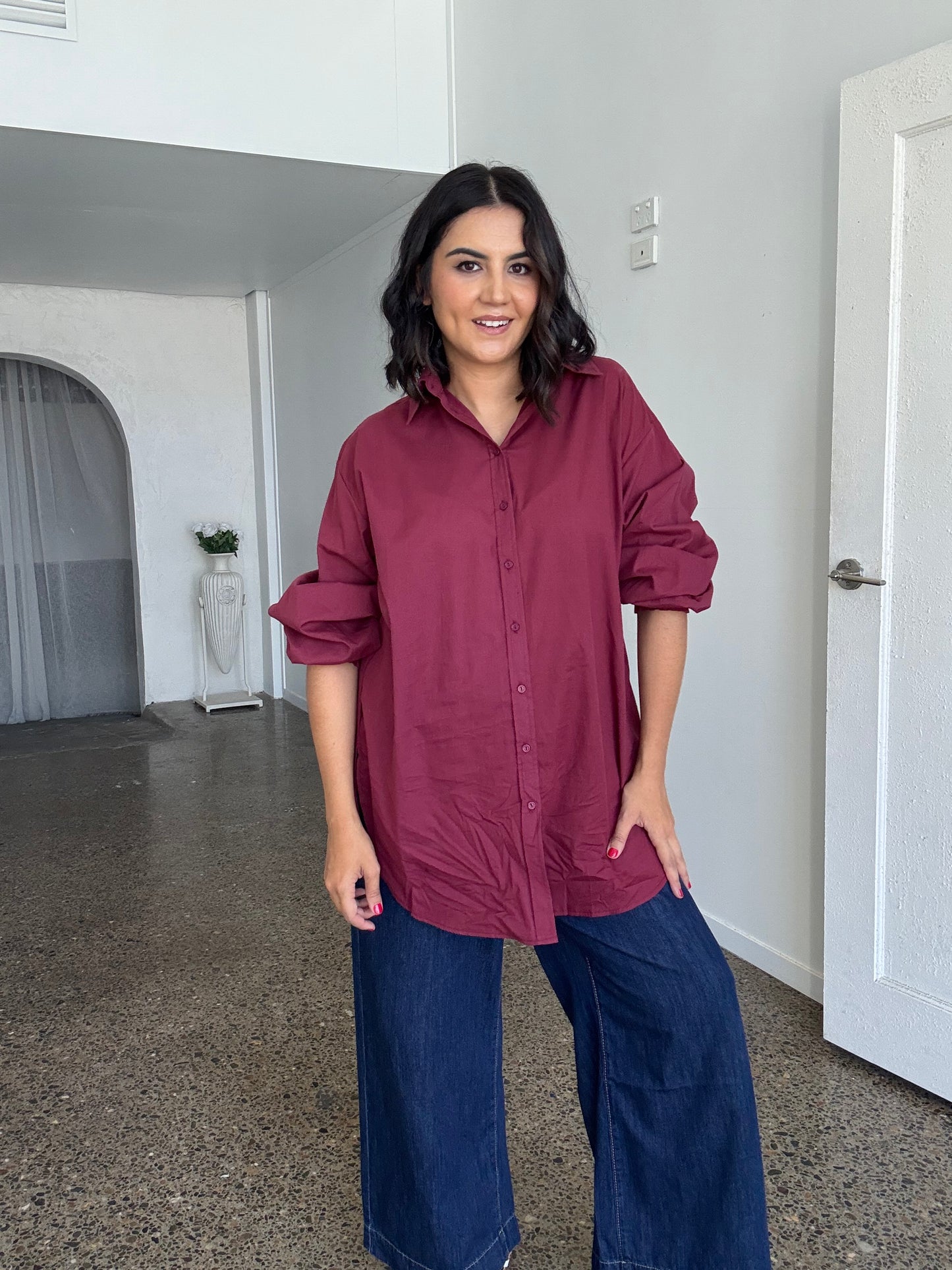 Freya Oversized Tunic/Shirt Burgundy
