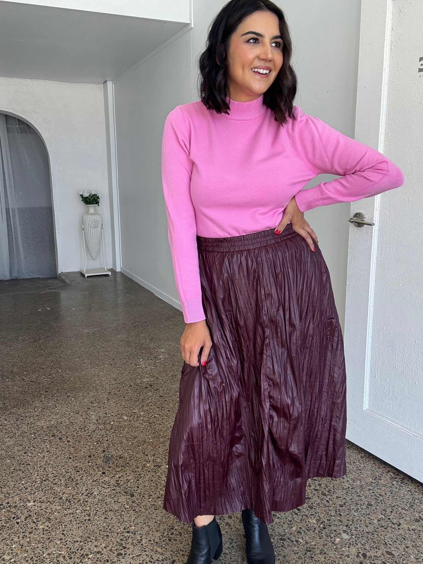 Petunia Turtle Neck Knit Pullover Petal Pink