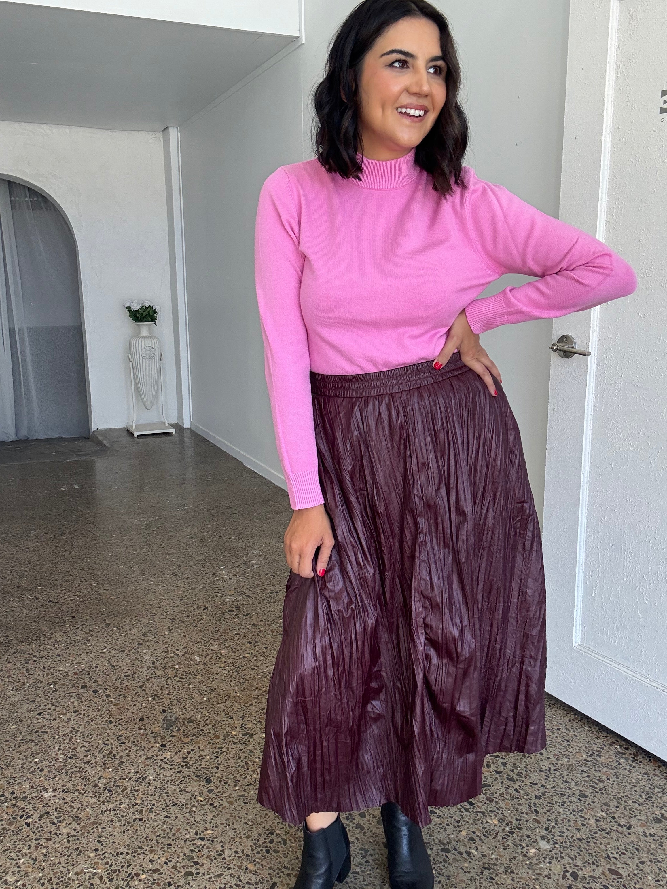 Petunia Turtle Neck Knit Pullover Petal Pink