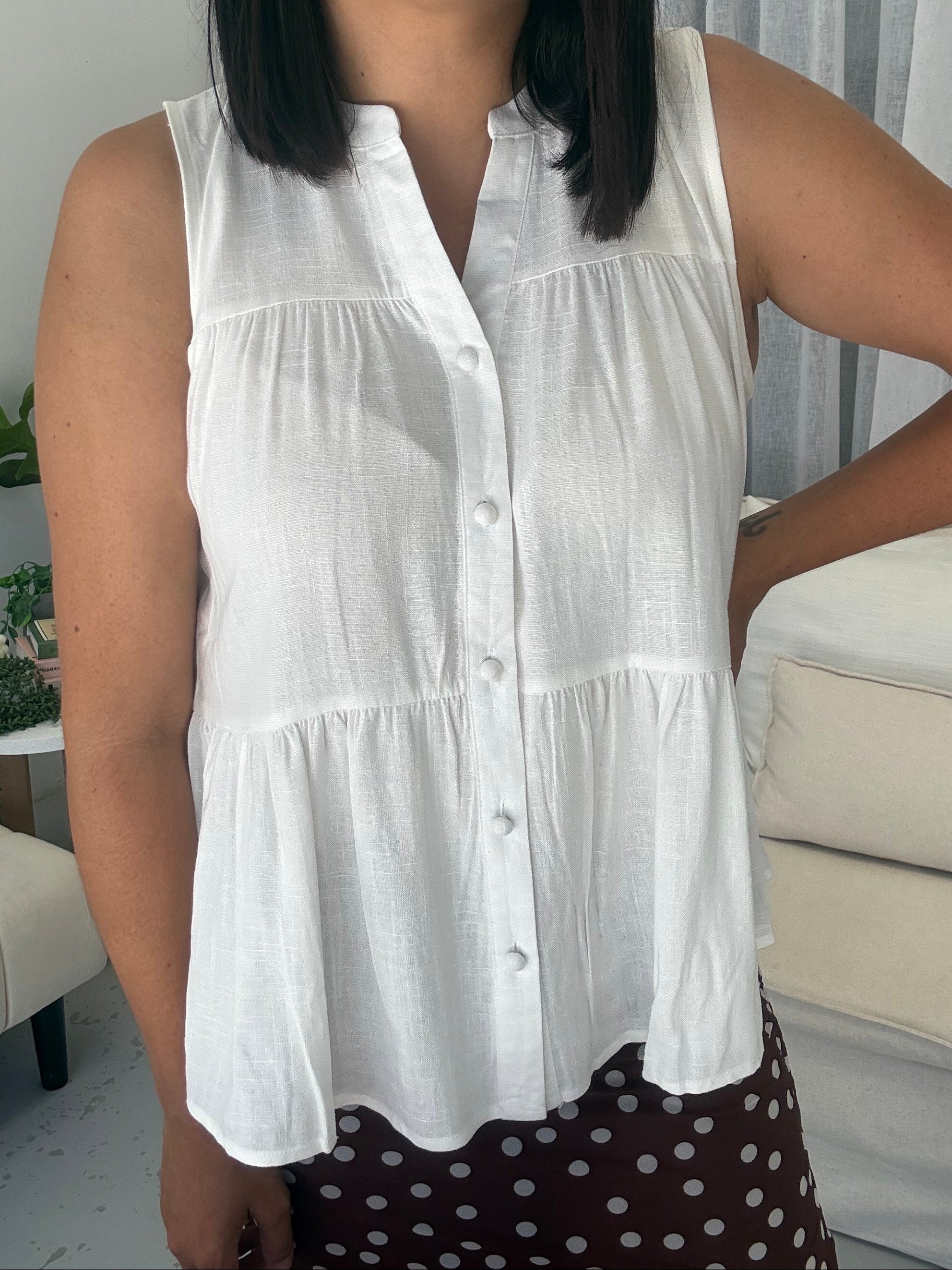 Julie Sleeveless Top White