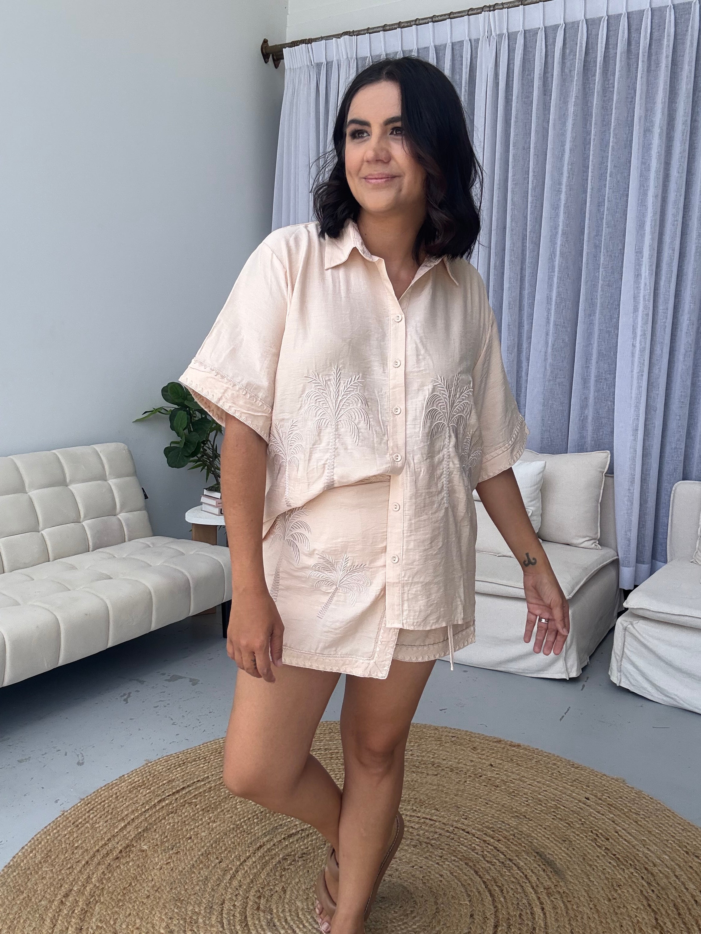 Greer Wrap Shorts (Skort) Sand