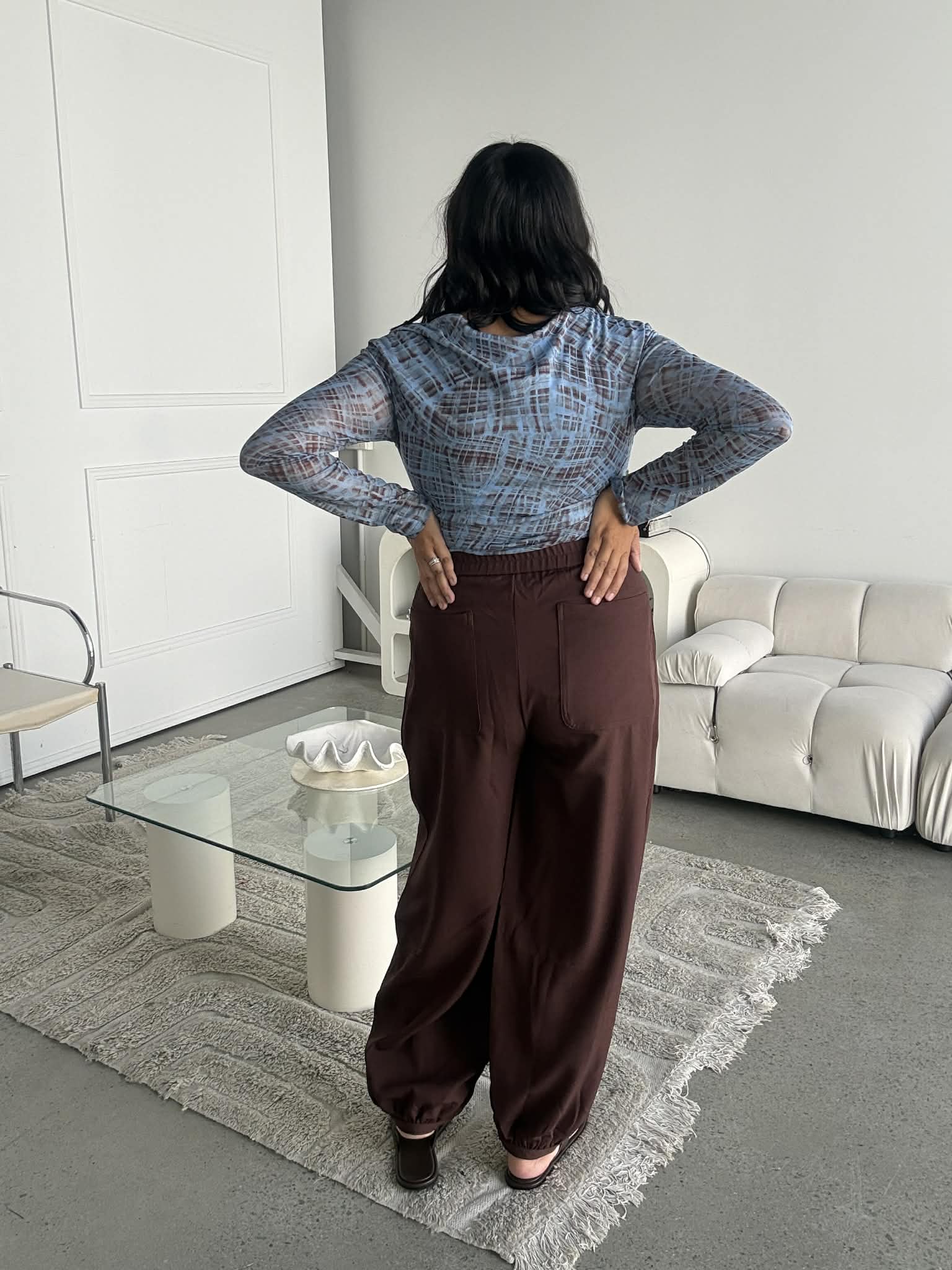 Pleated Balloon Pants Brown