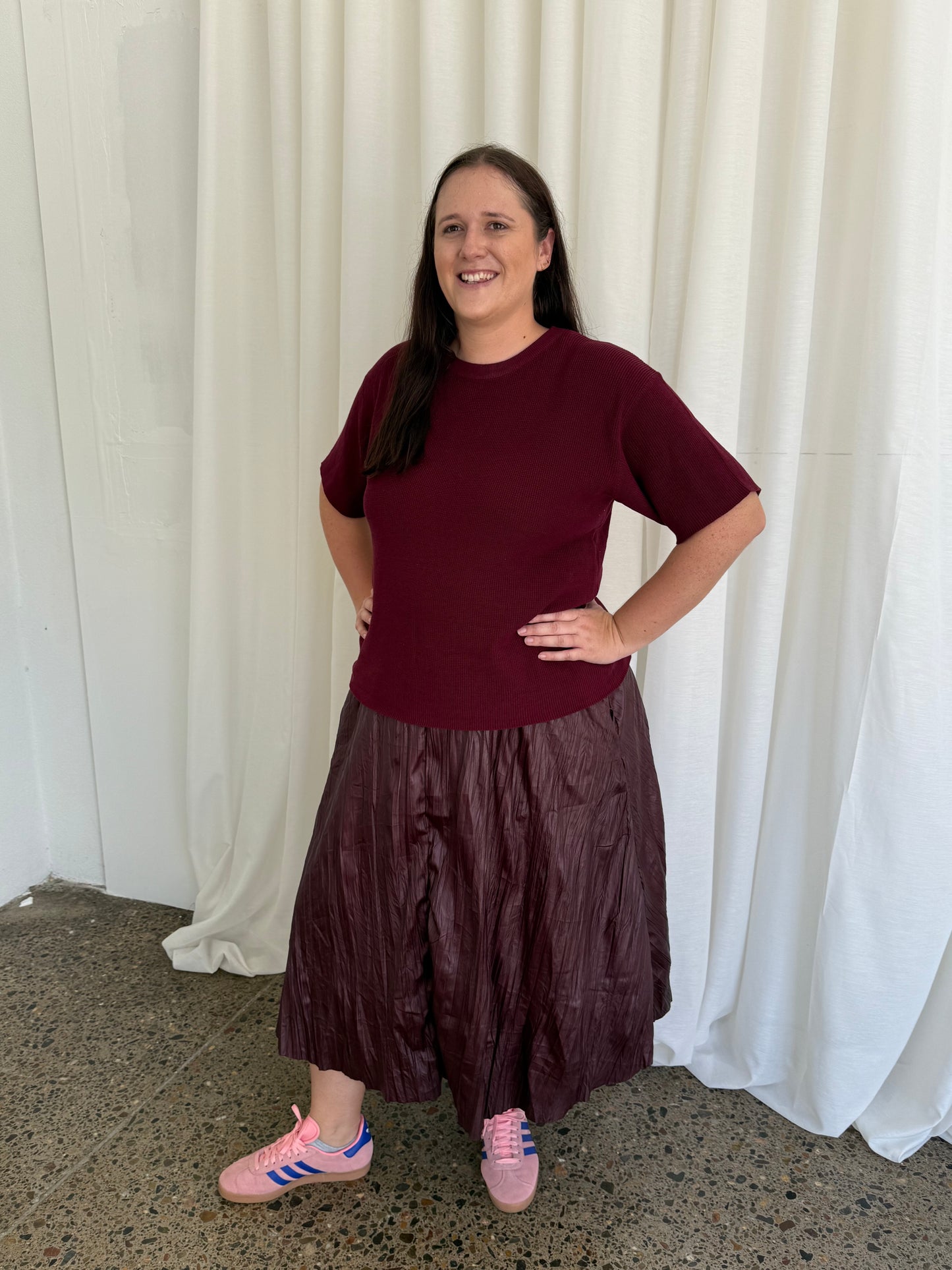 Joey Cotton Knit Top Burgundy