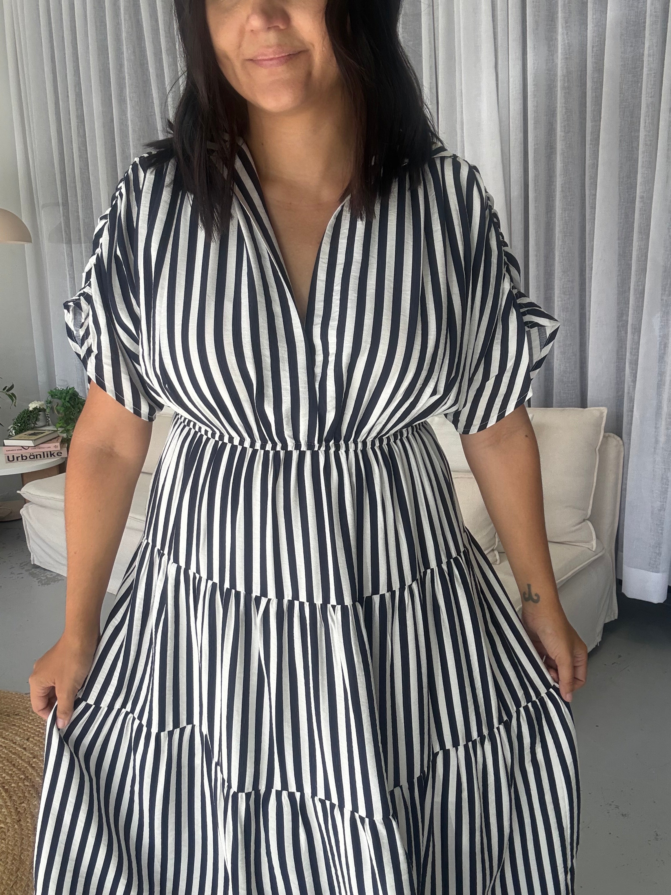 Kirah Dress Navy Stripe